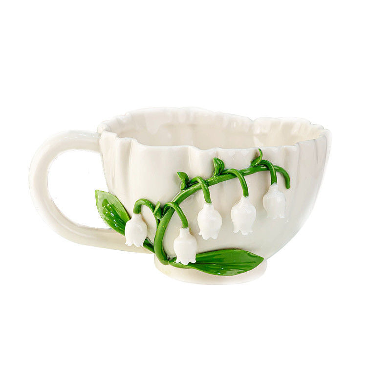 Handmade Bell Orchid Ceramic Mug