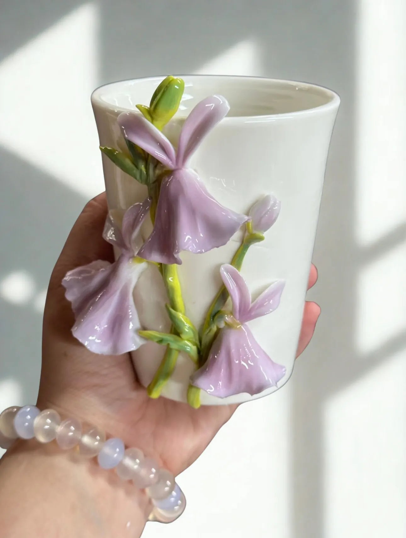 Lily Ceramic Cup-Little White Rabbit Handmade Ceramic Gift.
