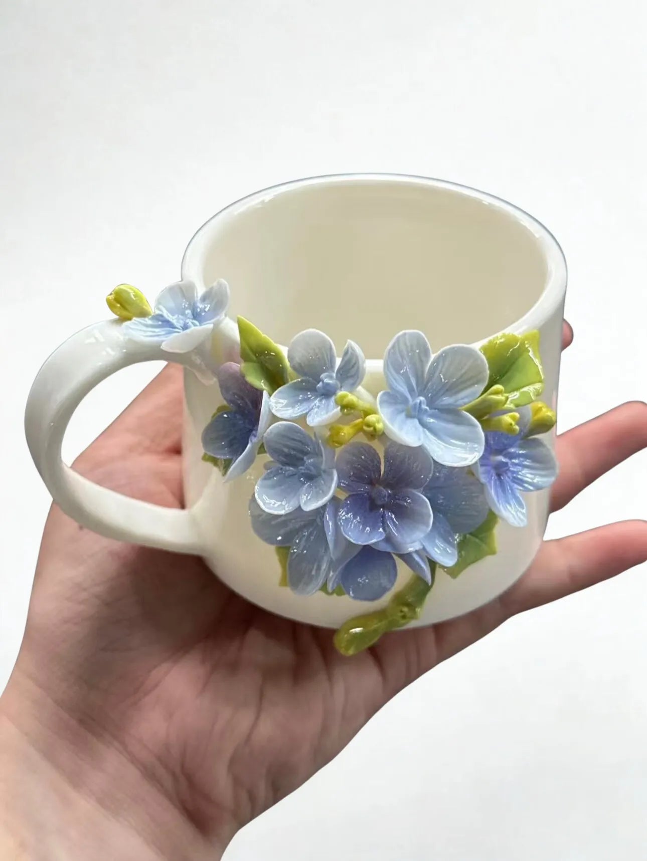 Four-leaf Clover Small Orchid Ceramic Cup – Minimalist Pottery Mug.