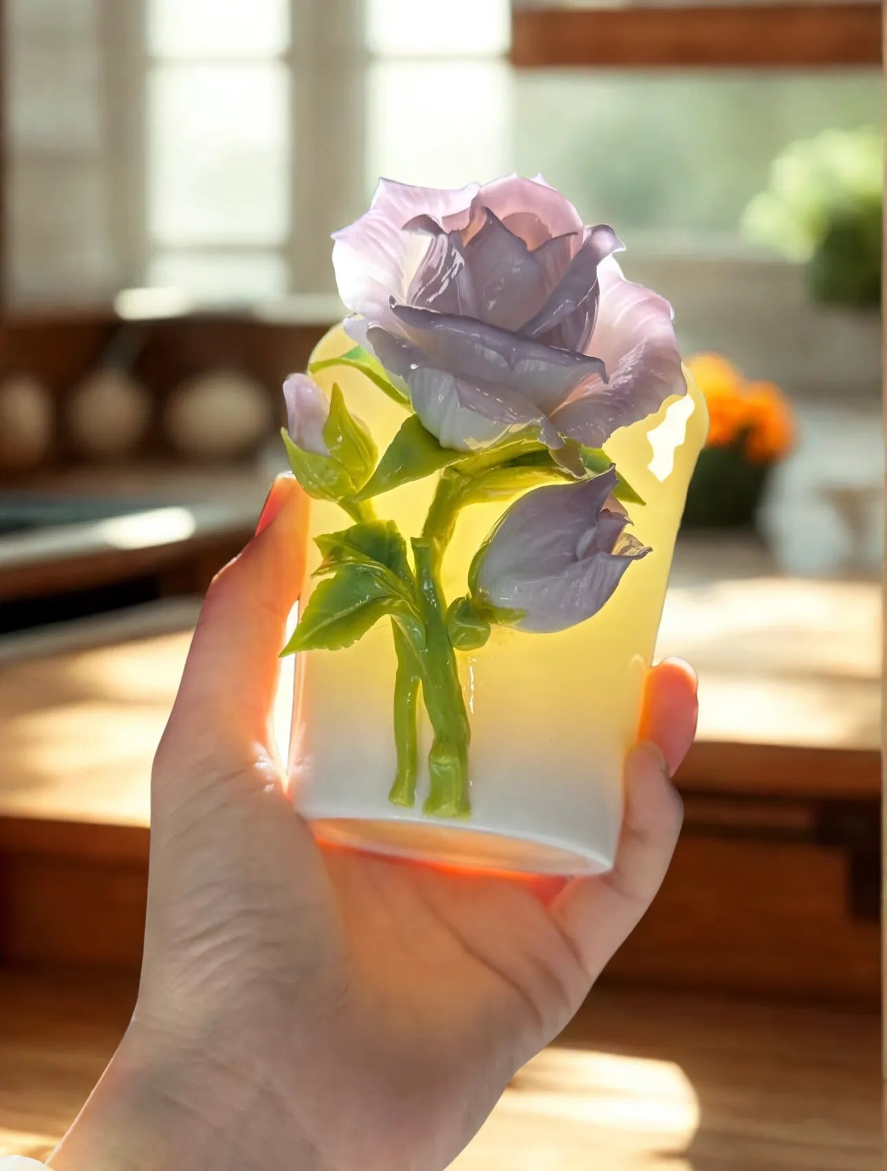 Vintage Purple Rose Ceramic Cup – Elegant Handmade Mug