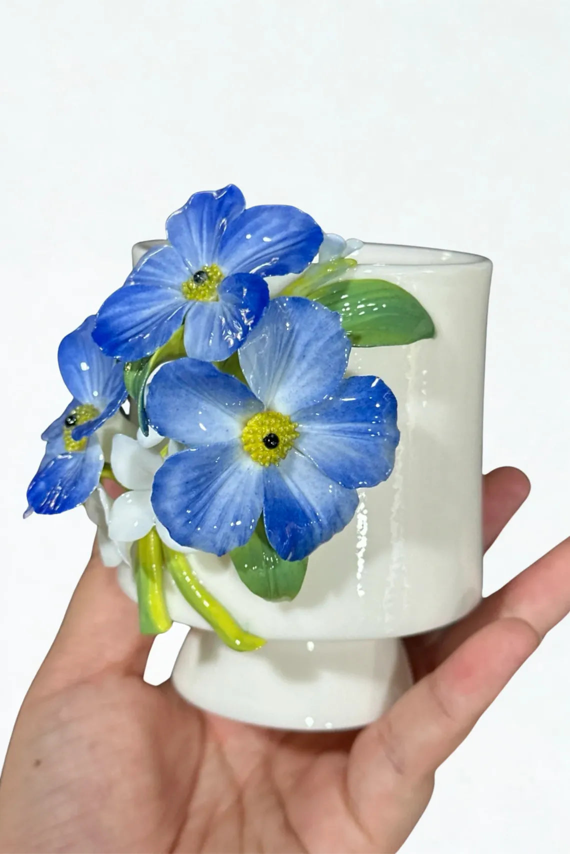 Small Orchid Elegant Ceramic Mug – Handmade Pottery Mug with Artistic Glaze