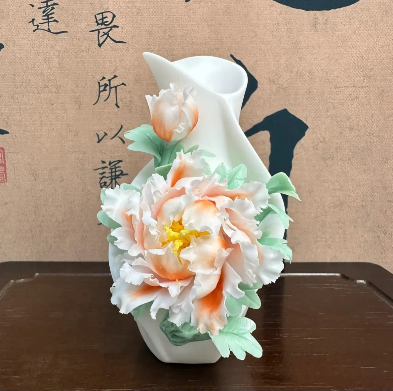 Ceramic Peony Vase – Elegant Handmade Pottery for Home Decoration