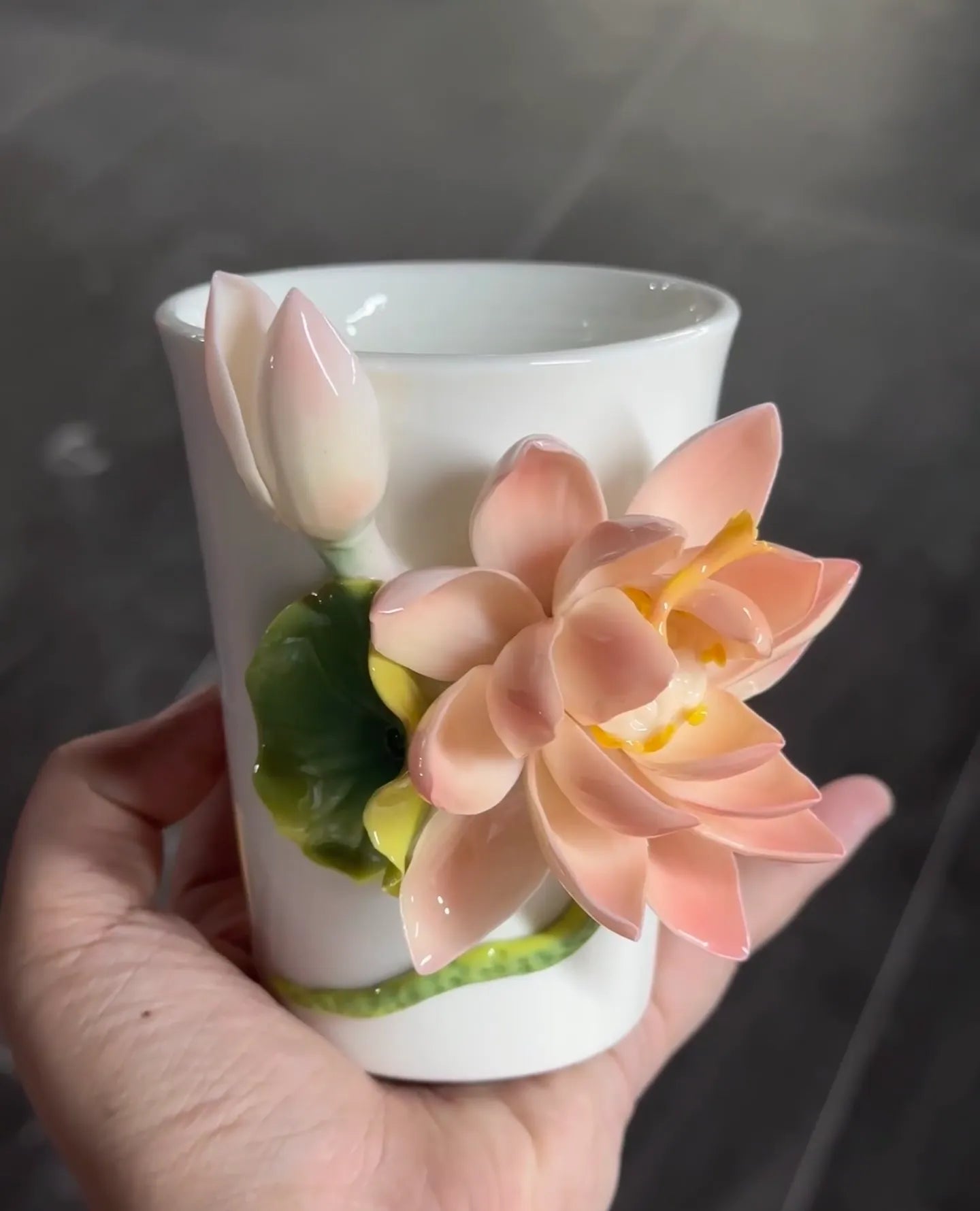 Lotus Ceramic Cup – Handmade Art Glazed Pottery Cup