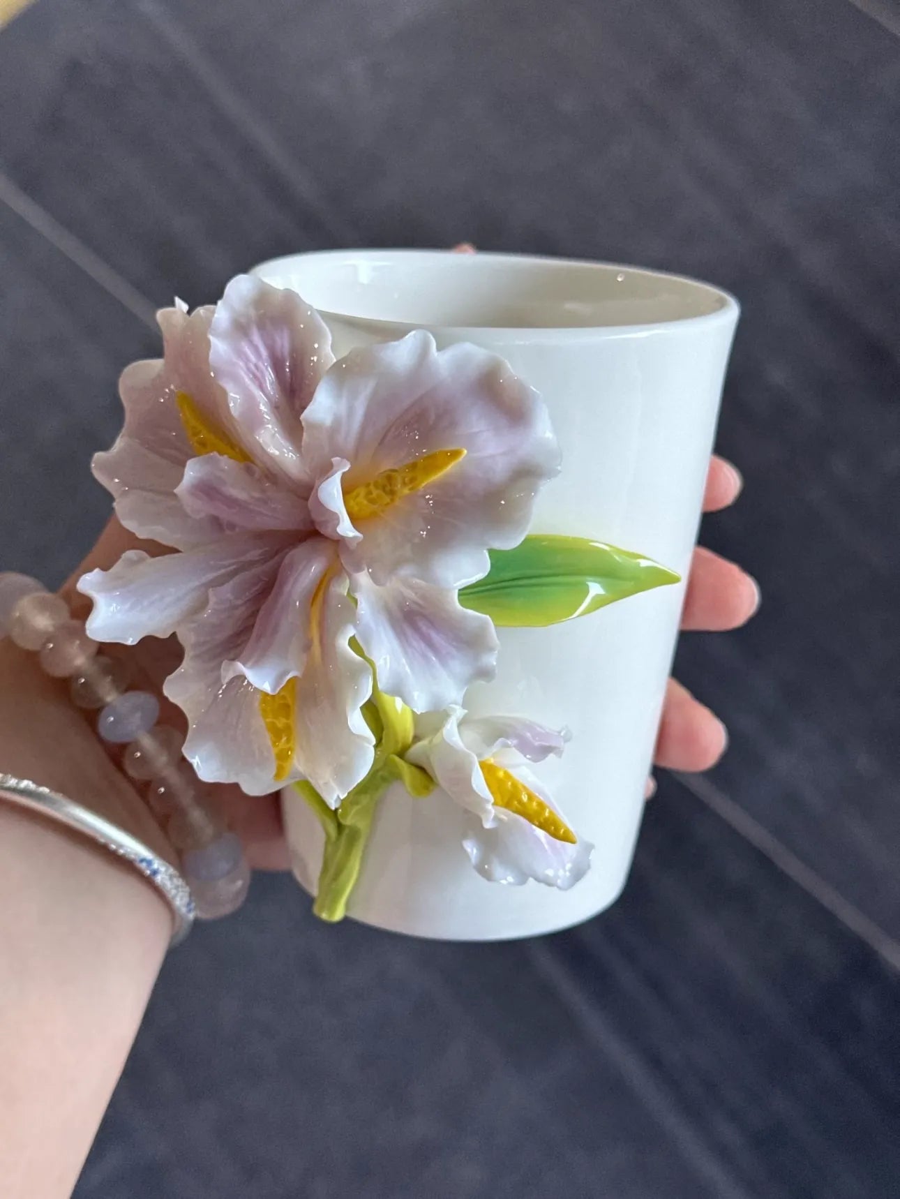 Iris Flower Ceramic Mug – Handmade Ceramic Drinkware