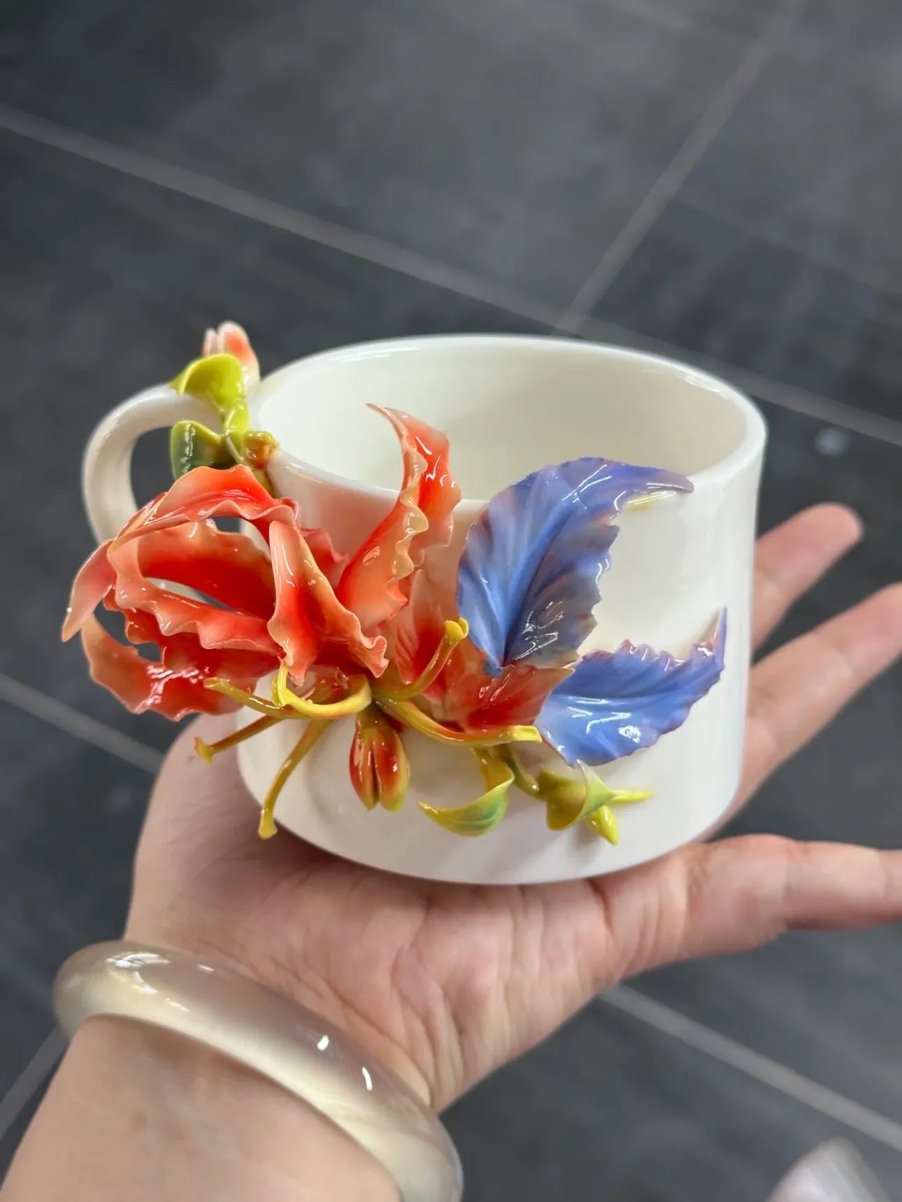 Gloriosa Lily Coffee Mug - Elegant Ceramic Mug - Handmade Ceramic Drinkware for Home and Office