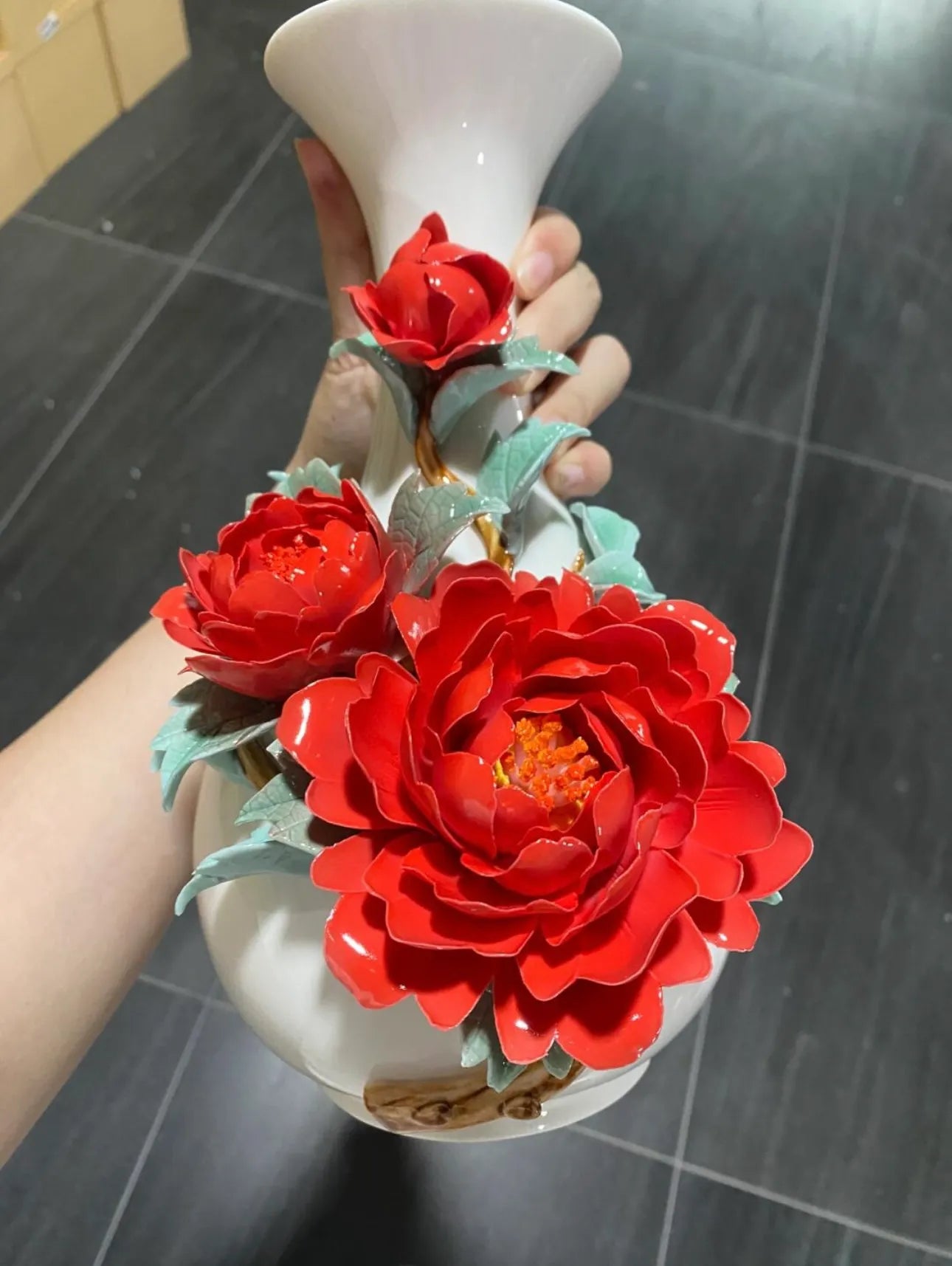 Handmade Ceramic Peony Vase - Home Decor Art Ceramic Vase