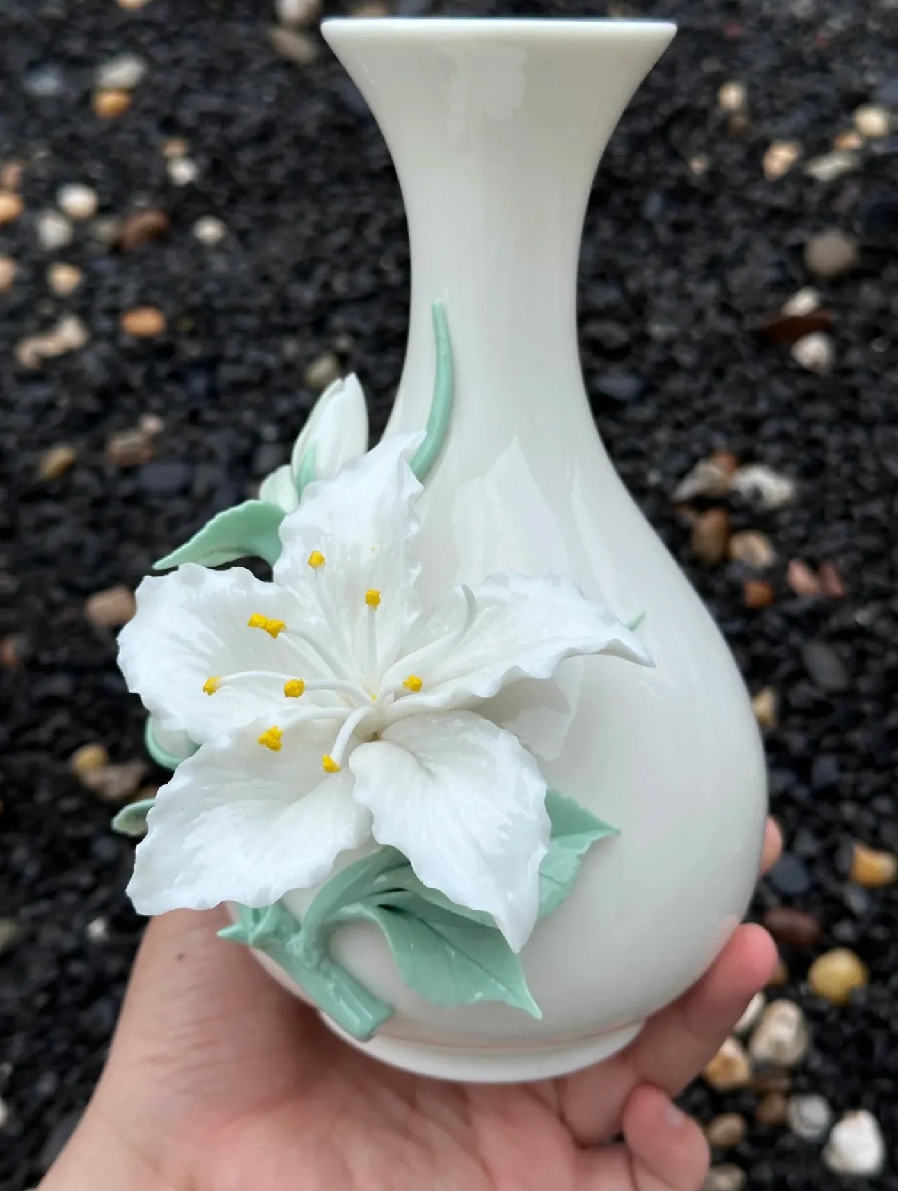 Ceramic Vase - White Lily Vase