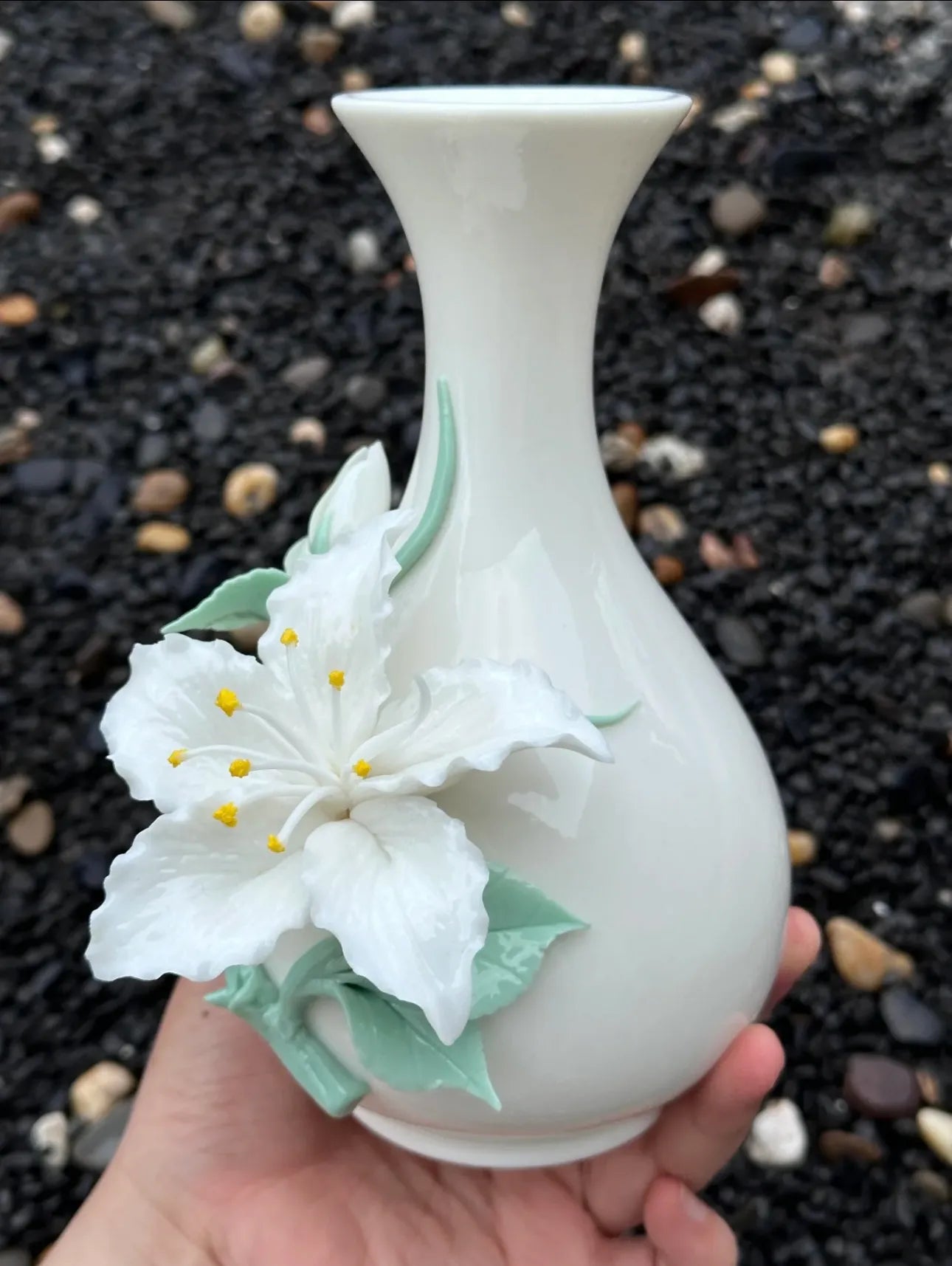 Ceramic Vase - White Lily Vase