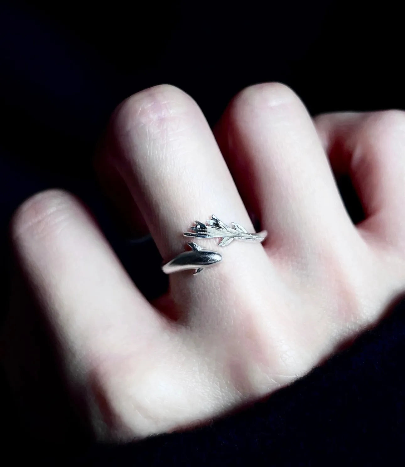 Sterling Silver Dolphin Opening Ring