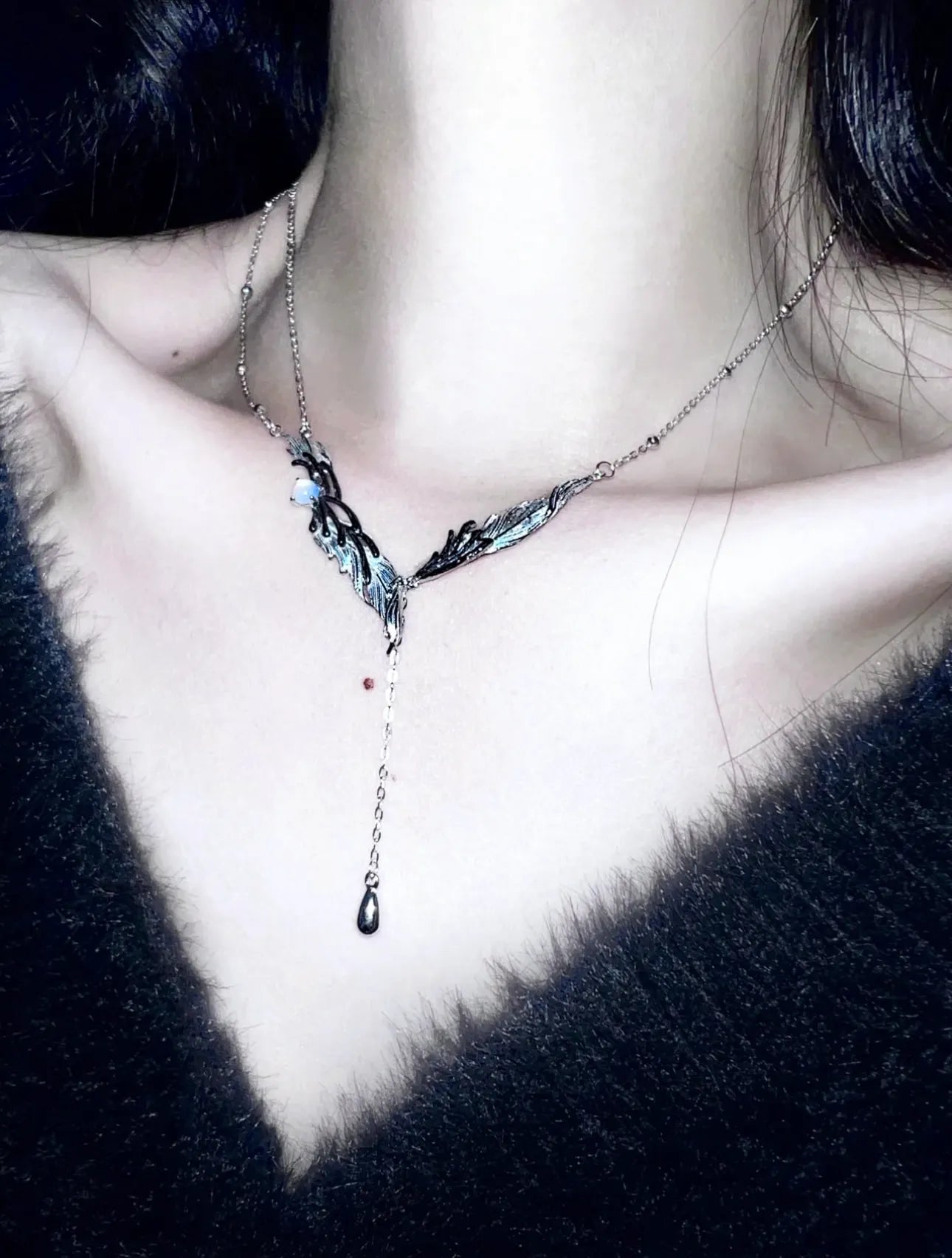 Fallen Wings Black and White Gradient Necklace