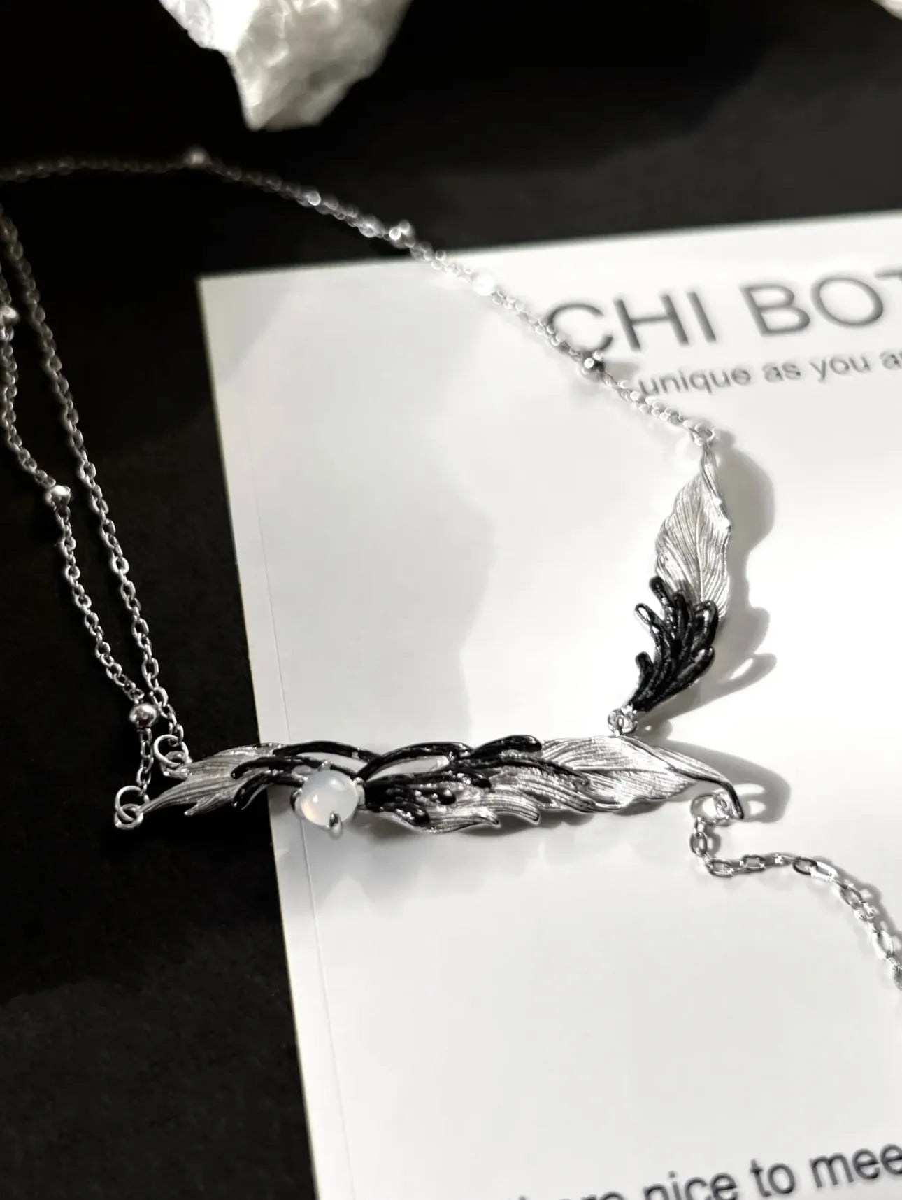 Fallen Wings Black and White Gradient Necklace