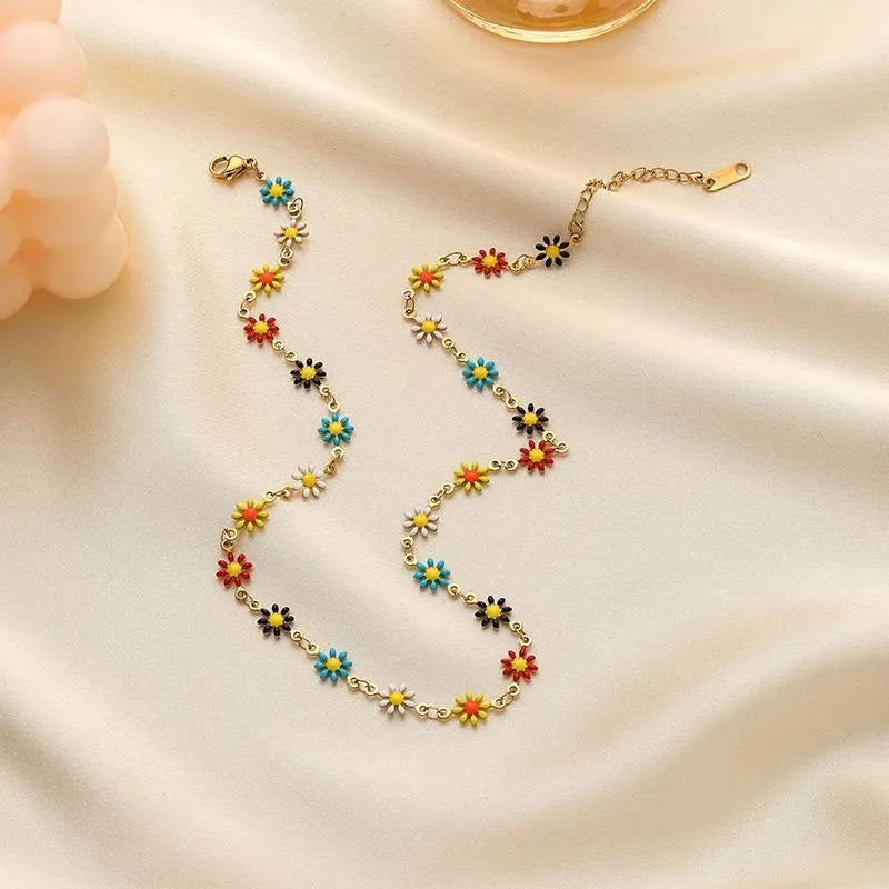 Colorful Daisy Flowers Bracelet Necklace