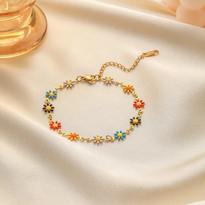 Colorful Daisy Flowers Bracelet Necklace