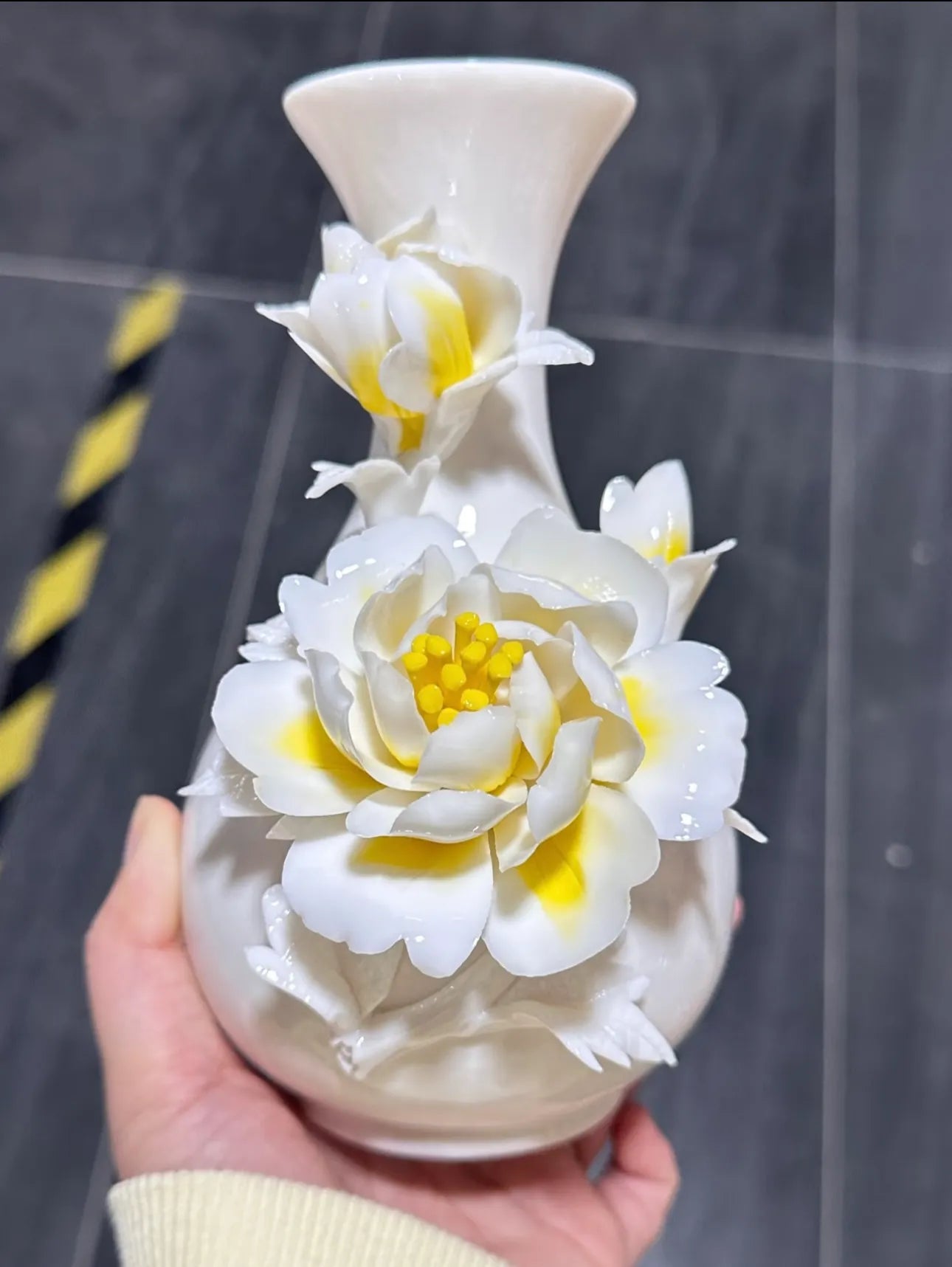 Handmade Ceramic Vase - Yellow Peony Vase - Perfect Souvenir