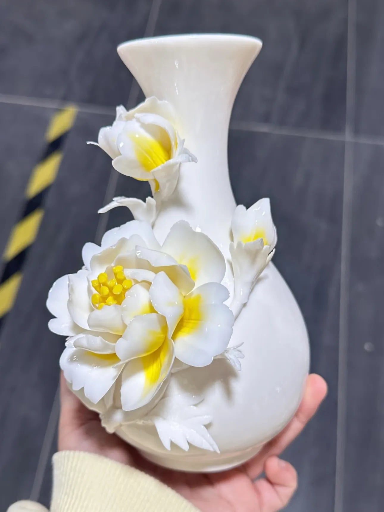 Handmade Ceramic Vase - Yellow Peony Vase - Perfect Souvenir