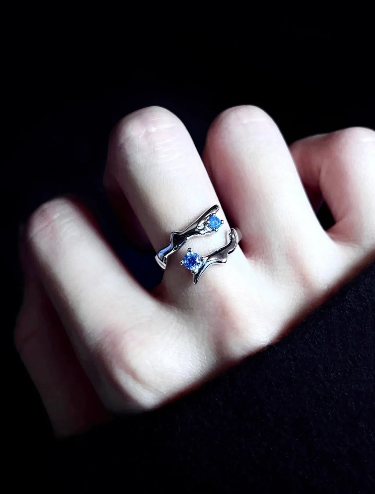 Blauer Universum Sternenhimmel Ring