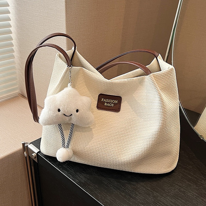 Beach Bags for Women, Casual Bag, Summer Straw Bag, Woven Straw Beach Tote Bag Shoulder Handbags with Smiling Starfish Pendant