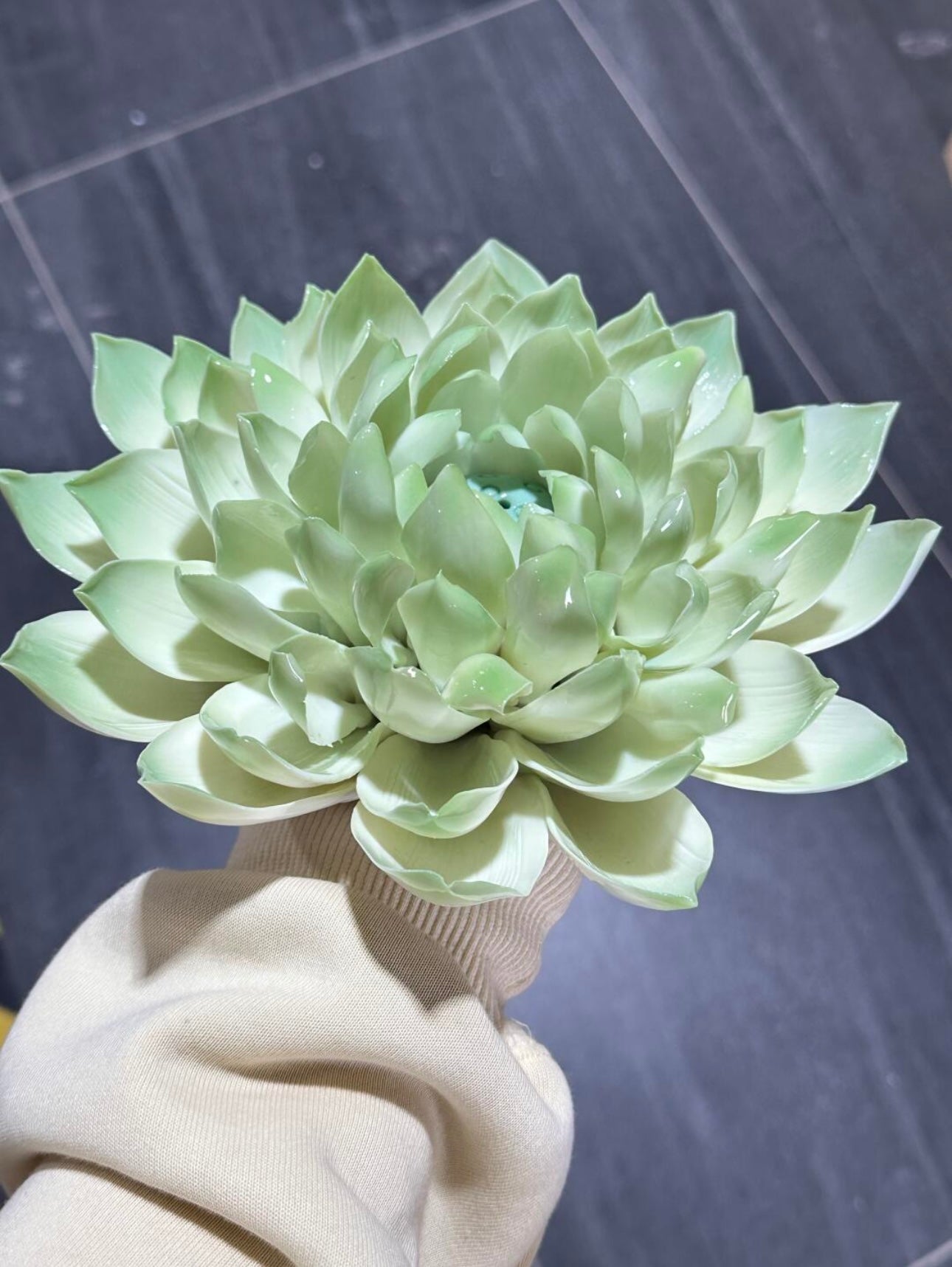 Ceramic Handmade Green Lotus