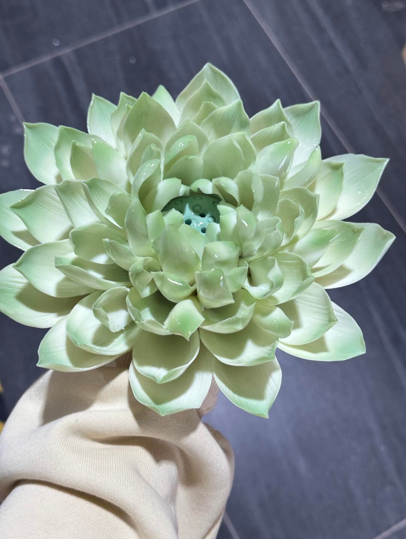Ceramic Handmade Green Lotus