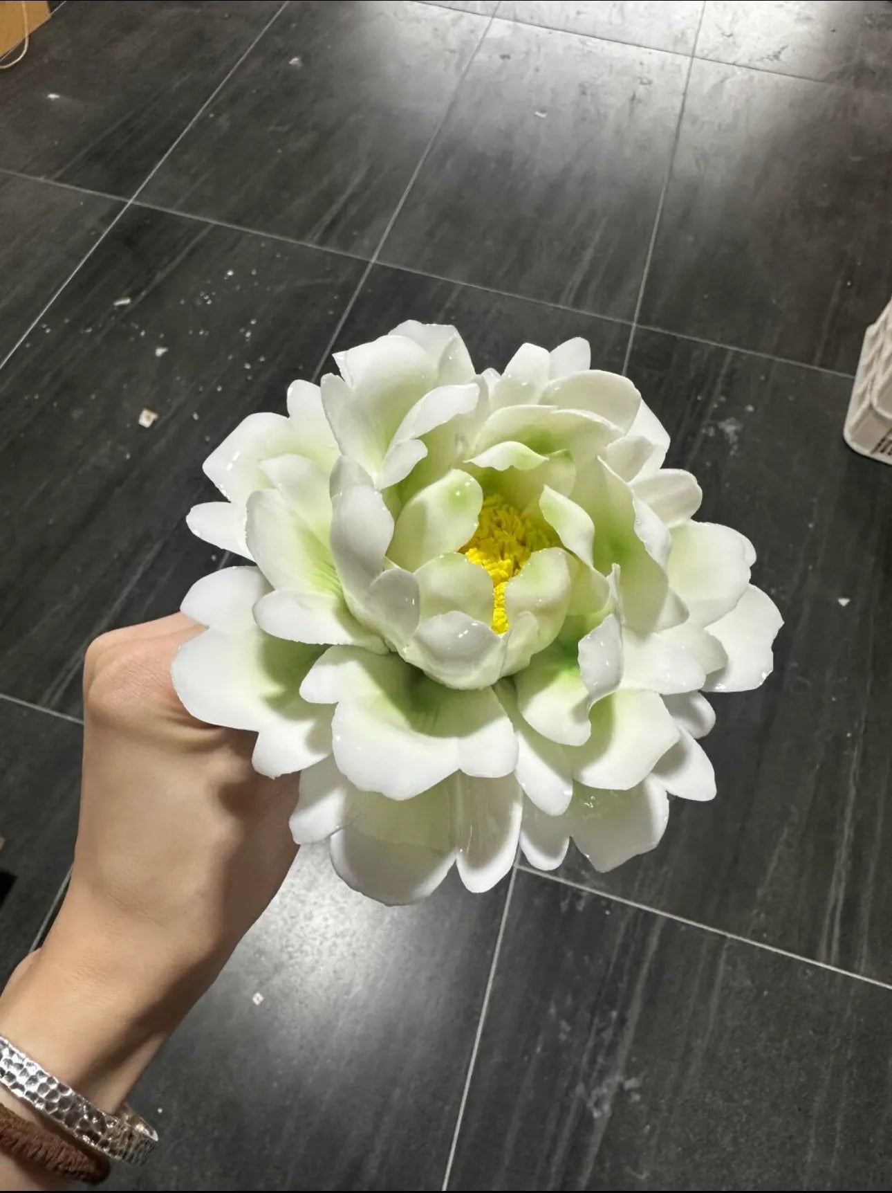 Intangible Cultural Heritage Ceramic Handmade Green Peony Flowers