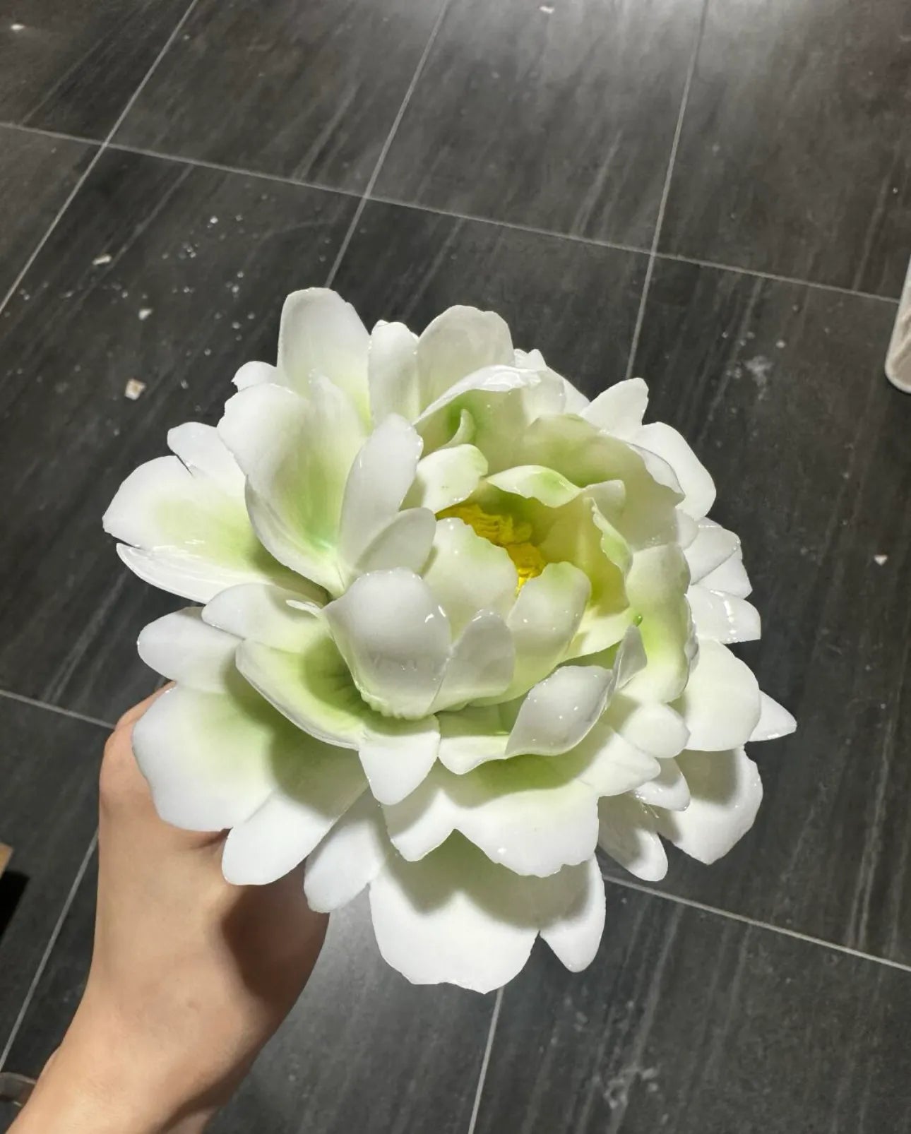Intangible Cultural Heritage Ceramic Handmade Green Peony Flowers