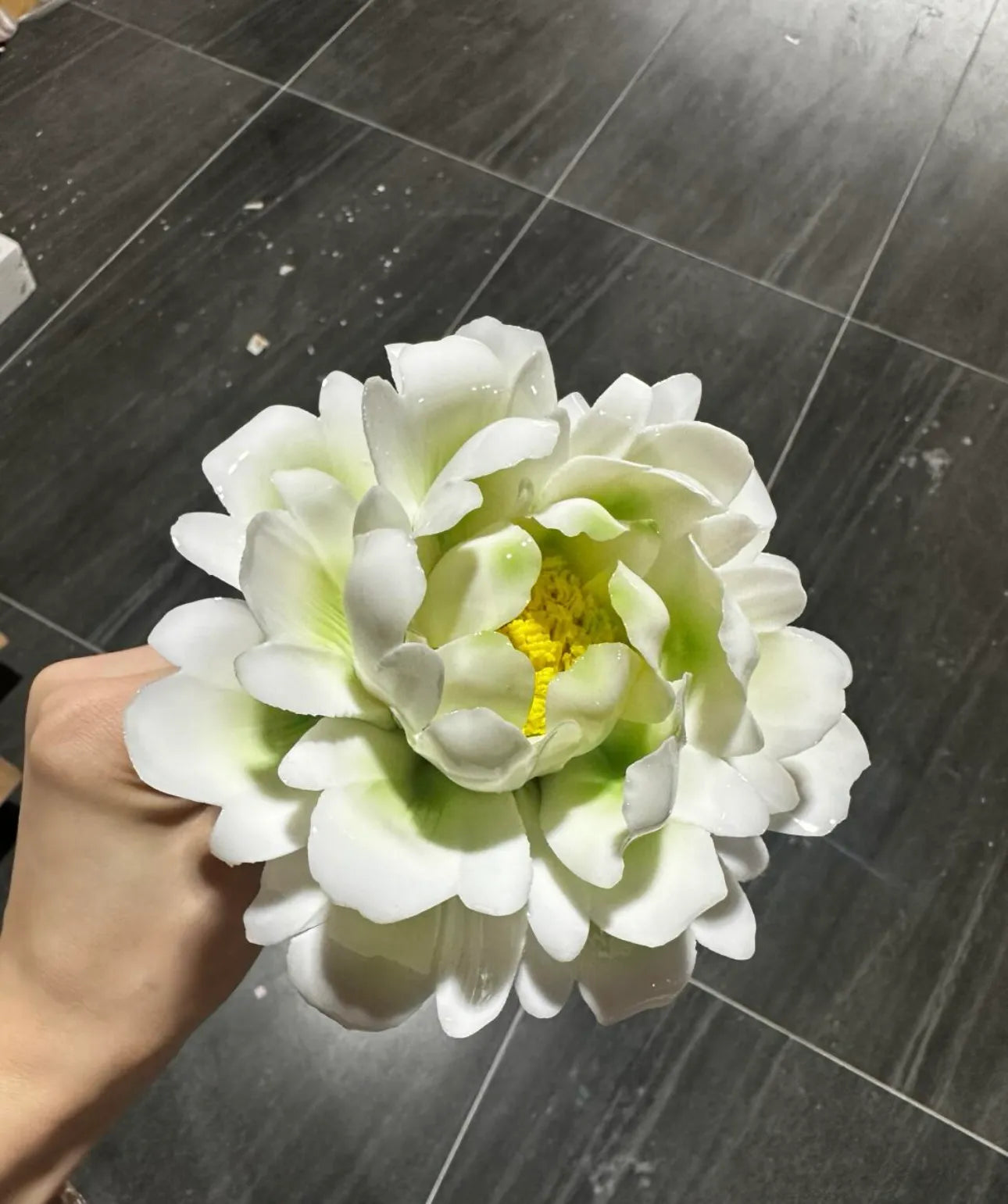 Intangible Cultural Heritage Ceramic Handmade Green Peony Flowers