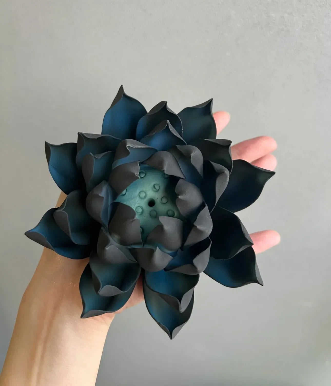 Intangible Cultural Heritage Ceramic Handmade Blue Black Lotus