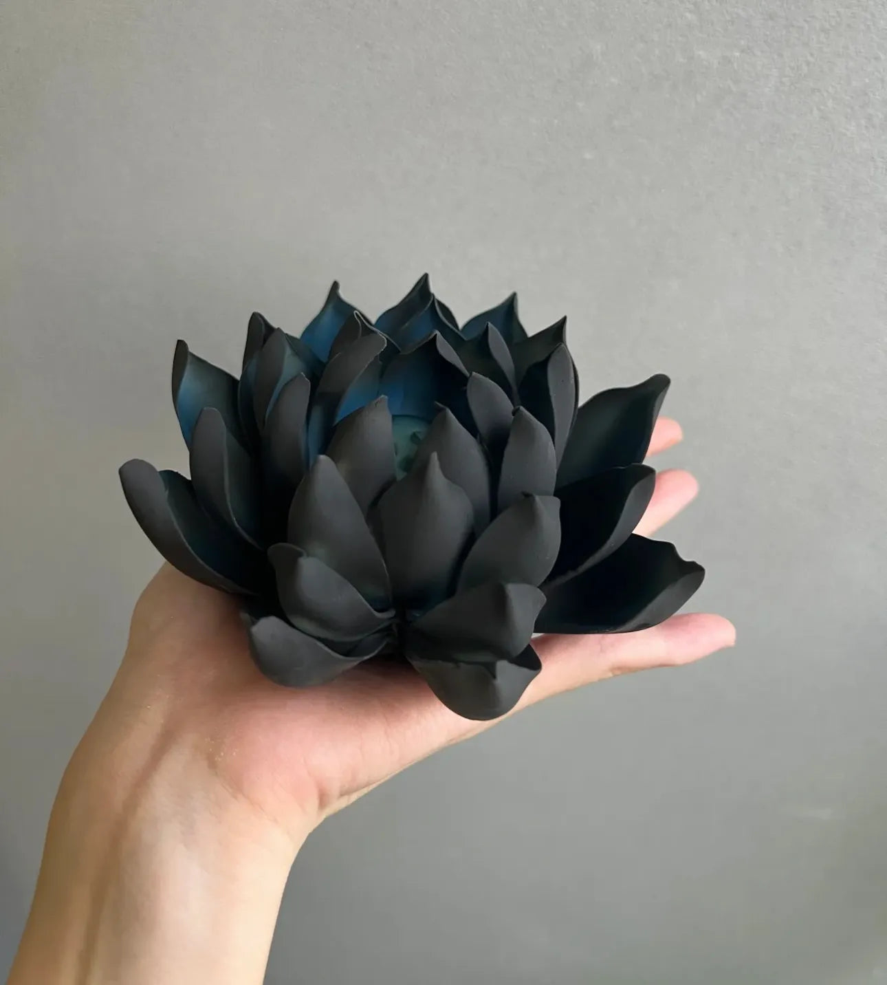 Intangible Cultural Heritage Ceramic Handmade Blue Black Lotus