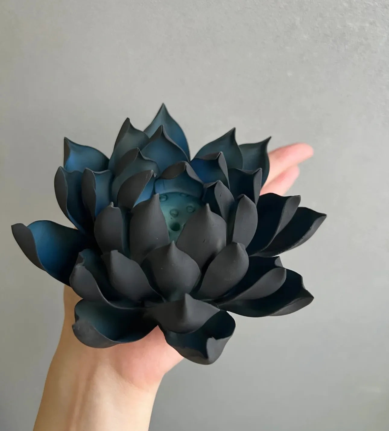 Intangible Cultural Heritage Ceramic Handmade Blue Black Lotus
