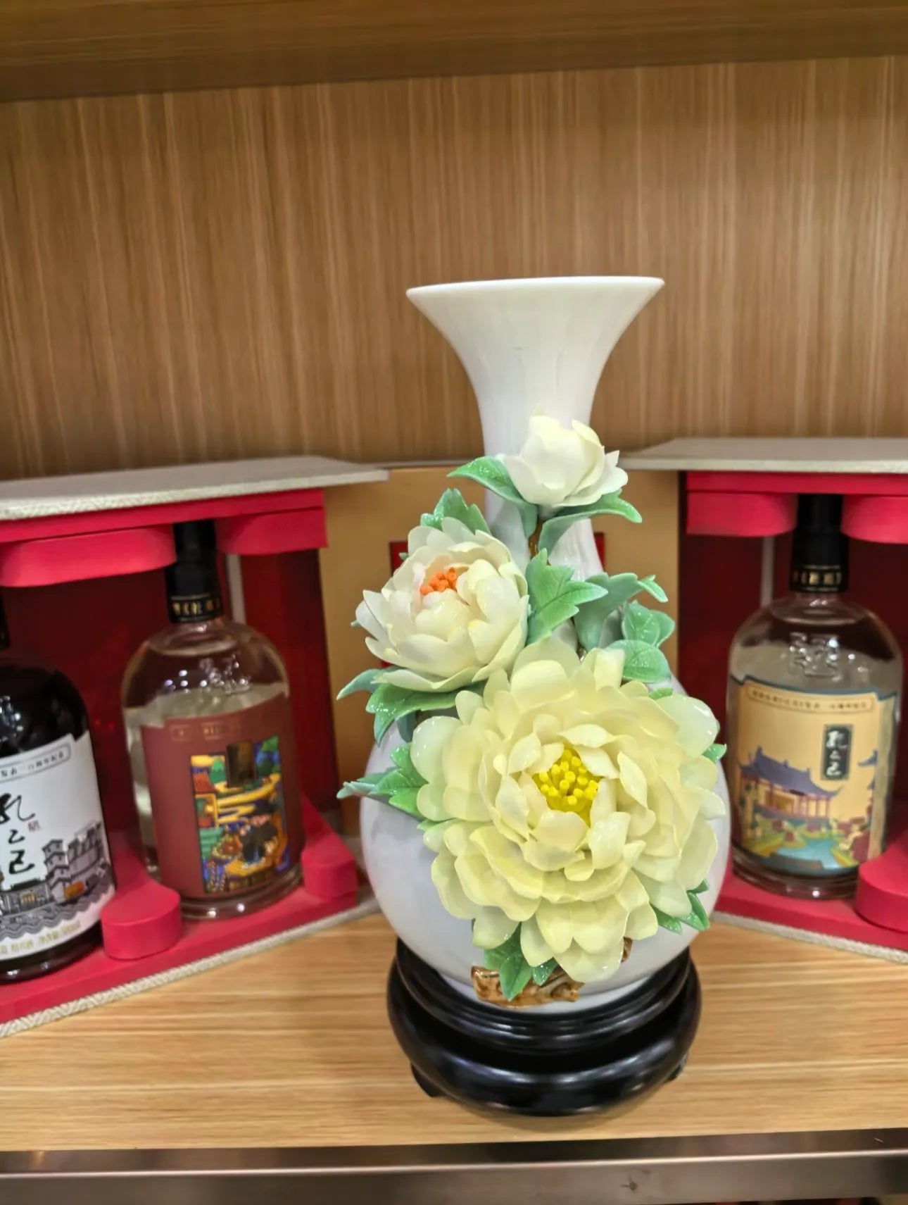 Light Yellow Peony Vase - Handmade Ceramic Vase