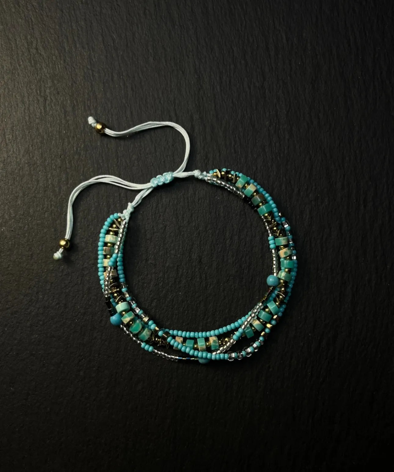 Vintage Turquoise Beaded Bracelet – Handmade Retro Jewelry