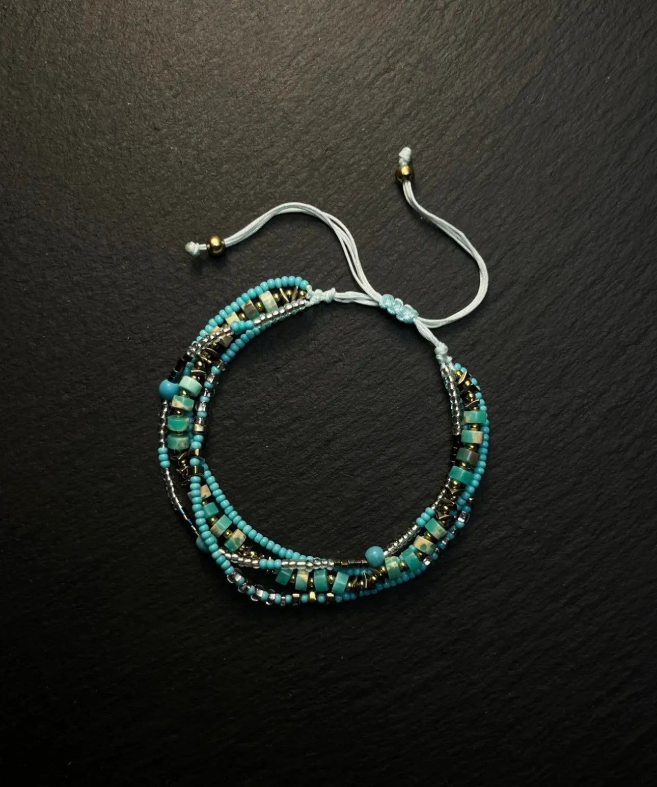 Vintage Turquoise Beaded Bracelet – Handmade Retro Jewelry