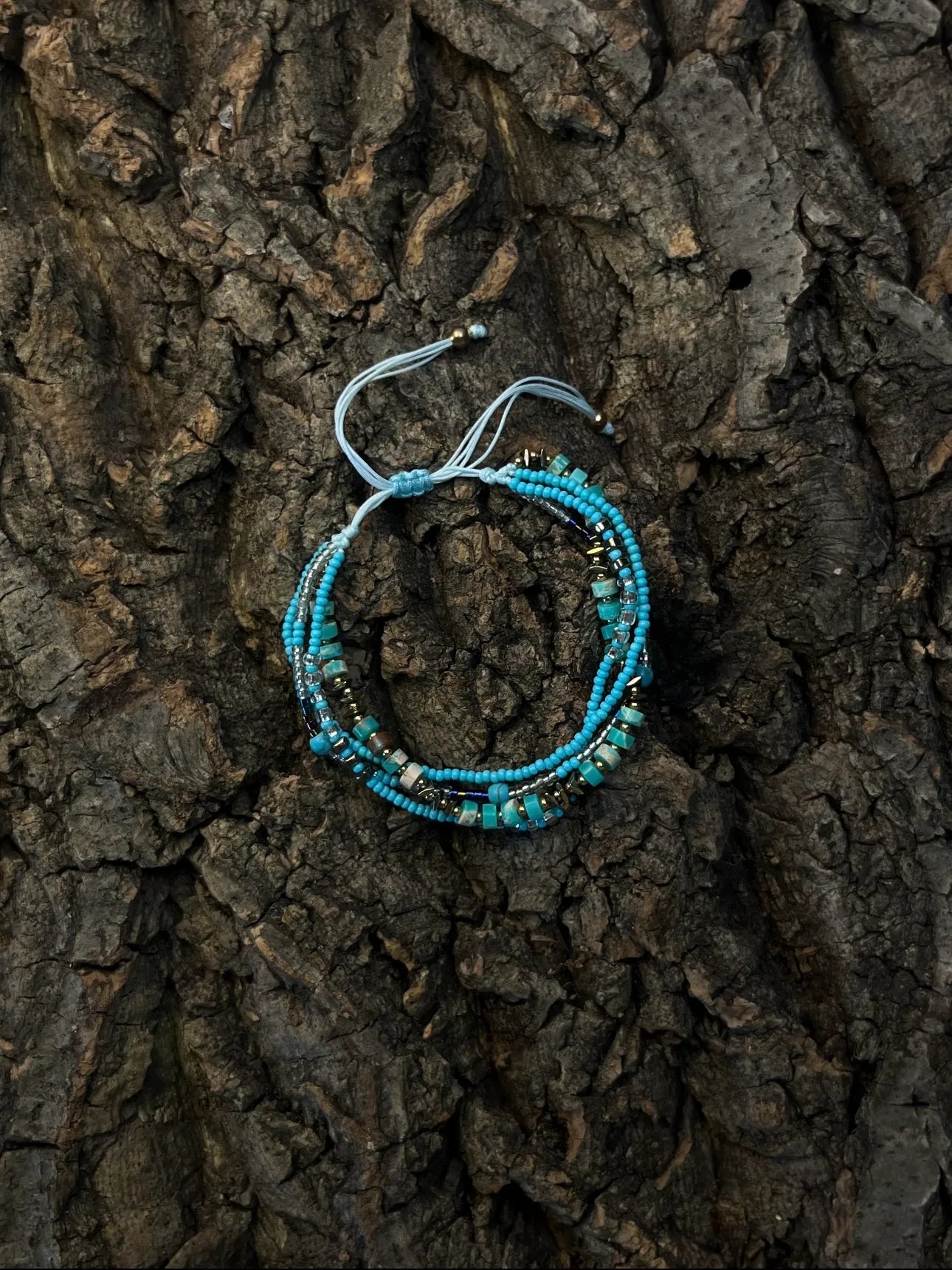 Vintage Turquoise Beaded Bracelet – Handmade Retro Jewelry