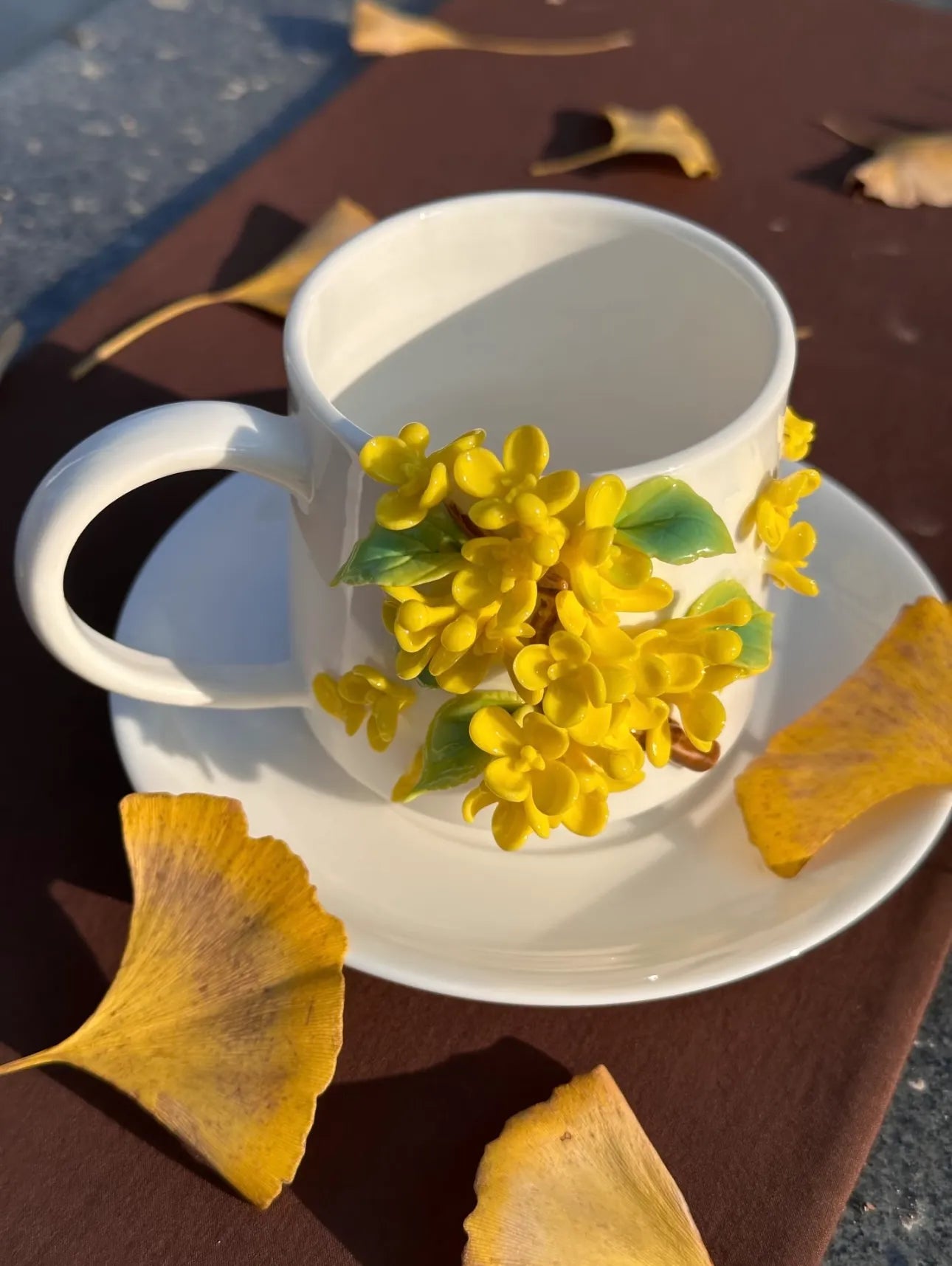 Osmanthus Handmade Ceramic Cup, Romantic for Autumn.