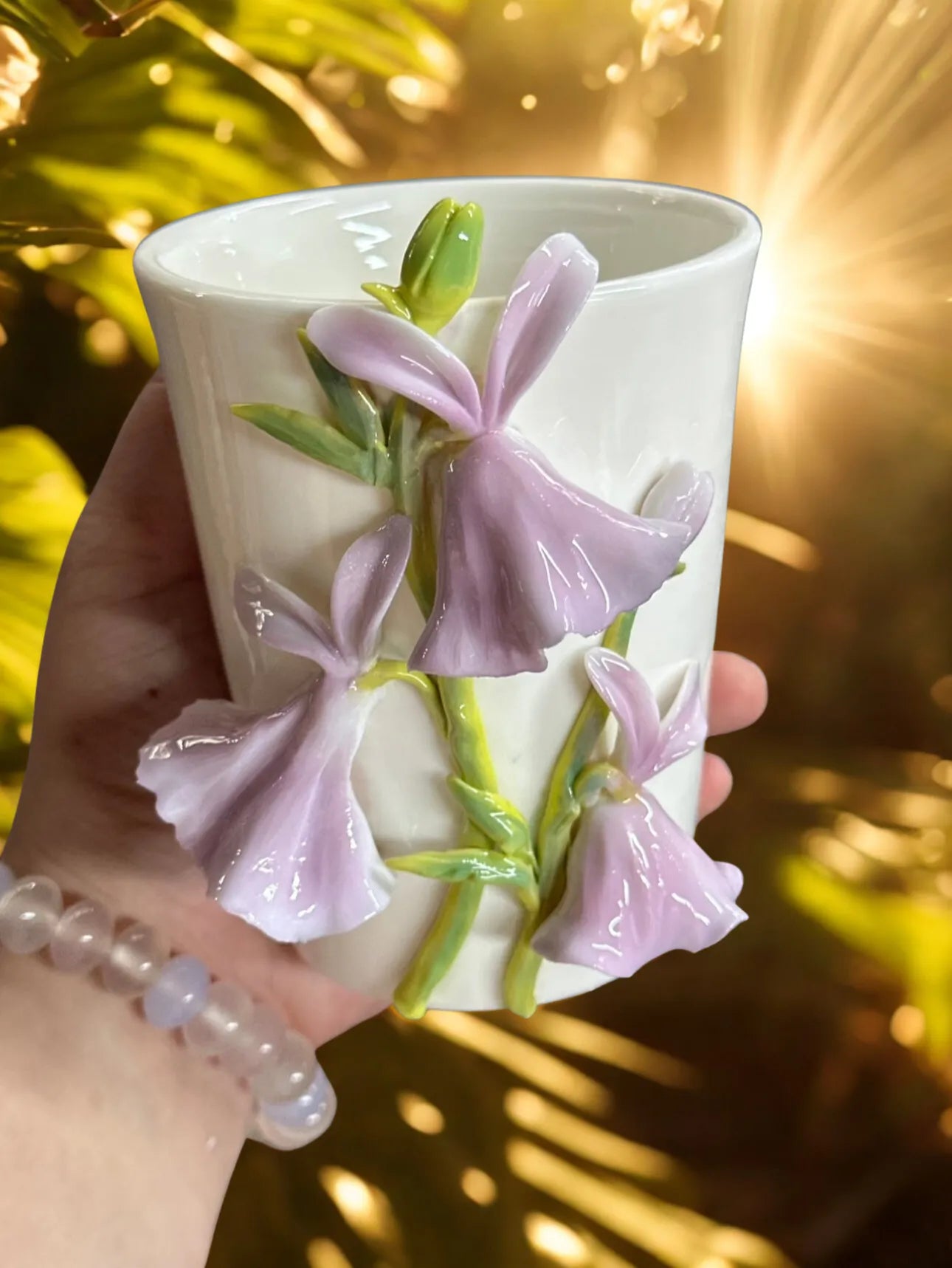 Lily Ceramic Cup-Little White Rabbit Handmade Ceramic Gift.