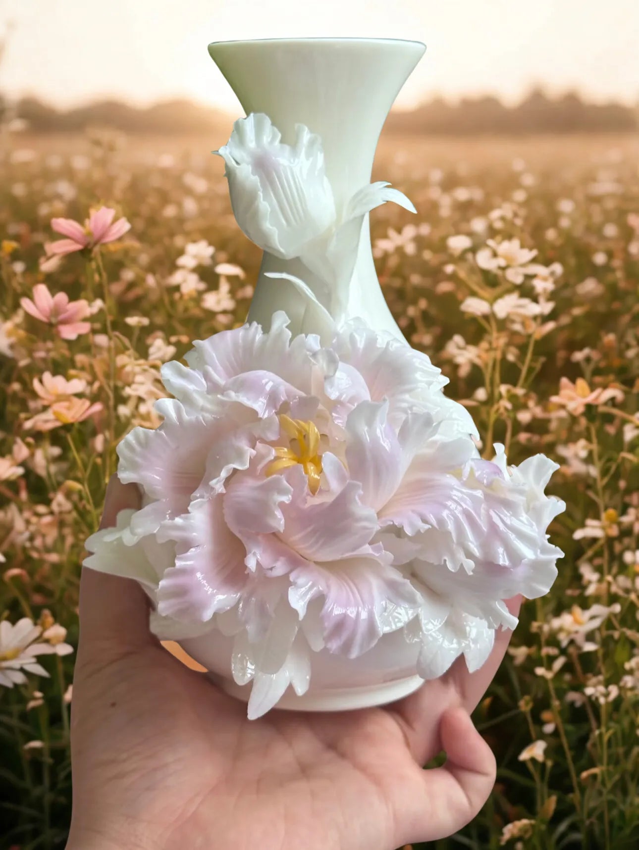 Hand-Painted Ceramic Flower Vase – Unique Pottery Centerpiece