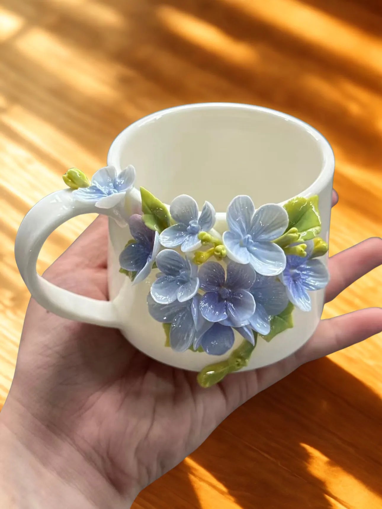 Four-leaf Clover Small Orchid Ceramic Cup – Minimalist Pottery Mug.