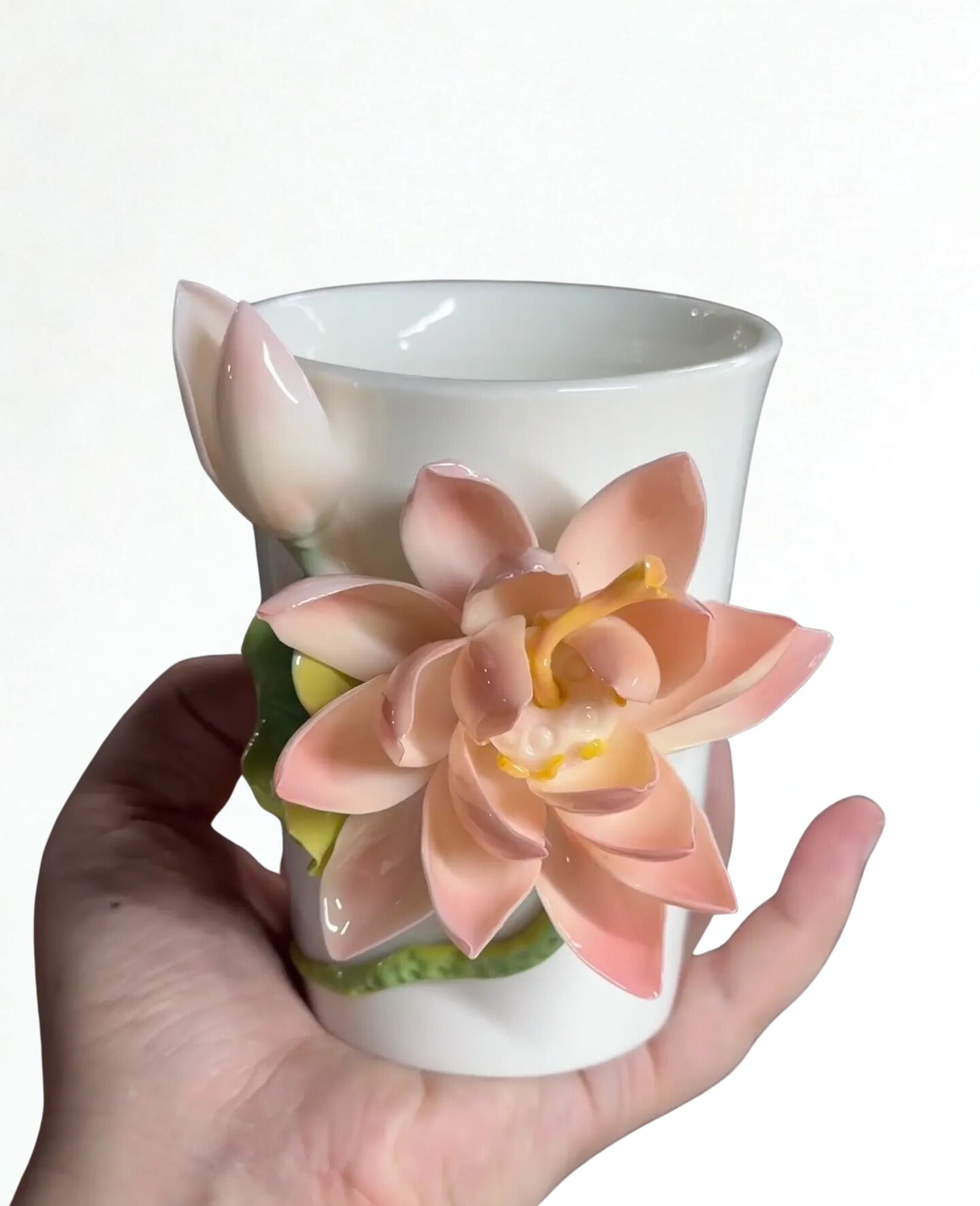Lotus Ceramic Cup – Handmade Art Glazed Pottery Cup