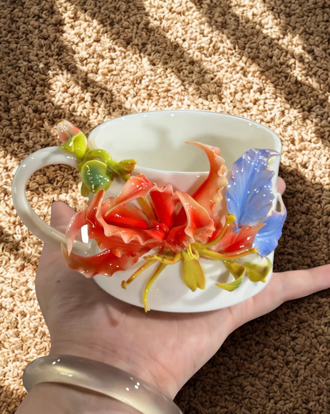 Gloriosa Lily Coffee Mug - Elegant Ceramic Mug - Handmade Ceramic Drinkware for Home and Office