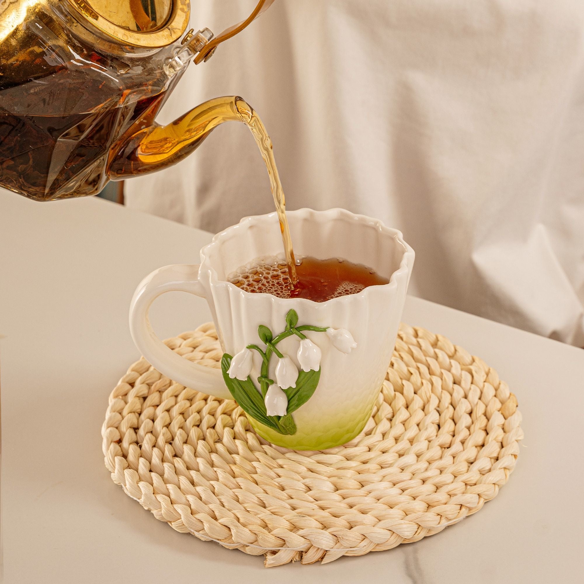 Handmade Bell Orchid Ceramic Mug
