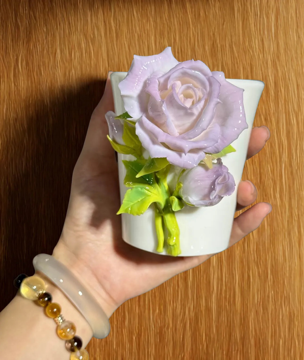 Vintage Purple Rose Ceramic Cup – Elegant Handmade Mug
