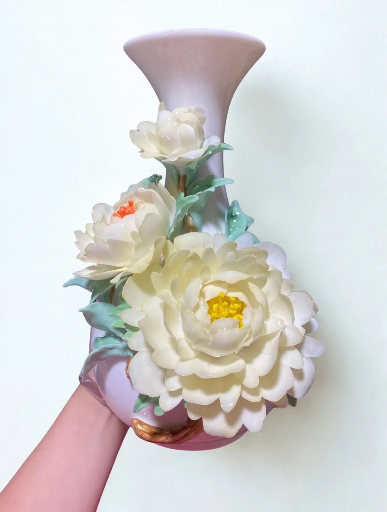 Light Yellow Peony Vase - Handmade Ceramic Vase