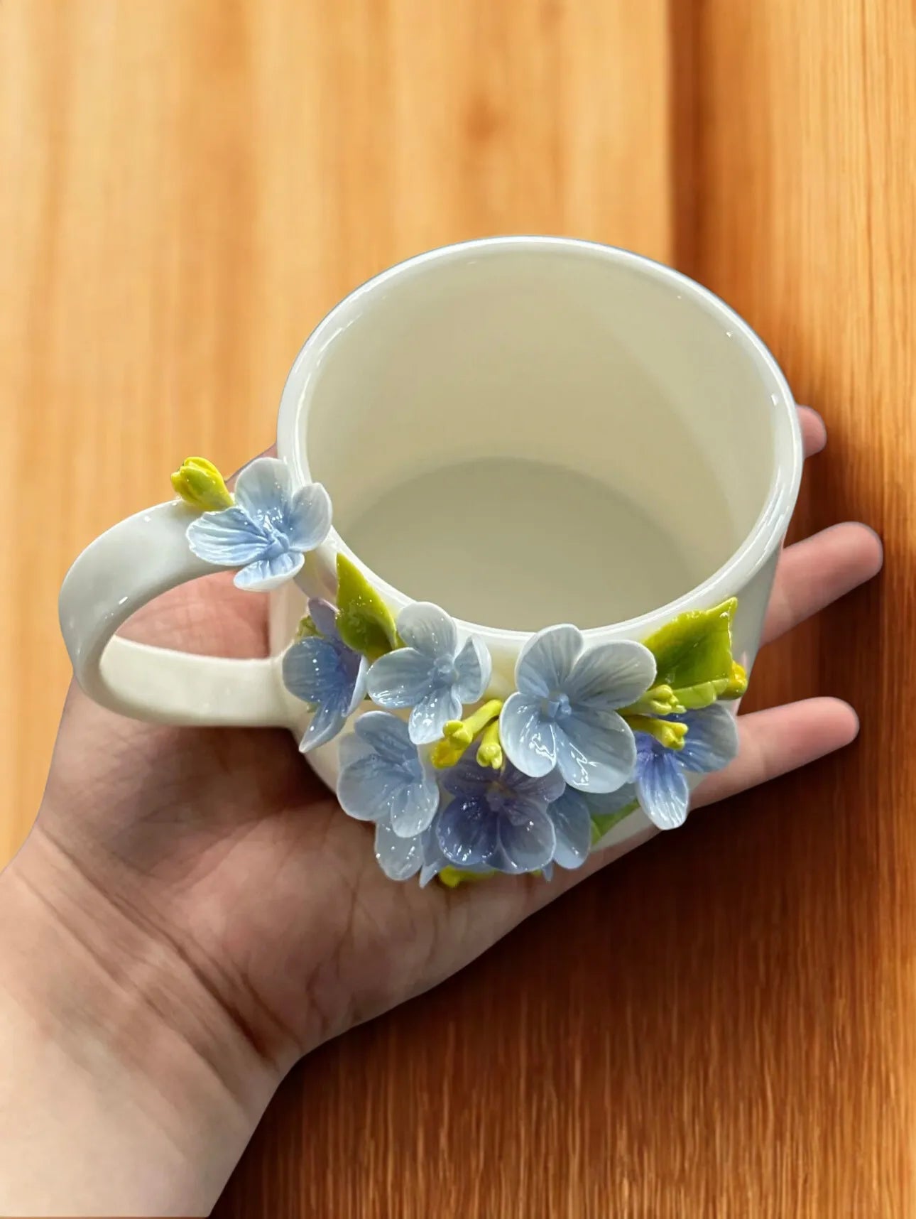 Four-leaf Clover Small Orchid Ceramic Cup – Minimalist Pottery Mug.