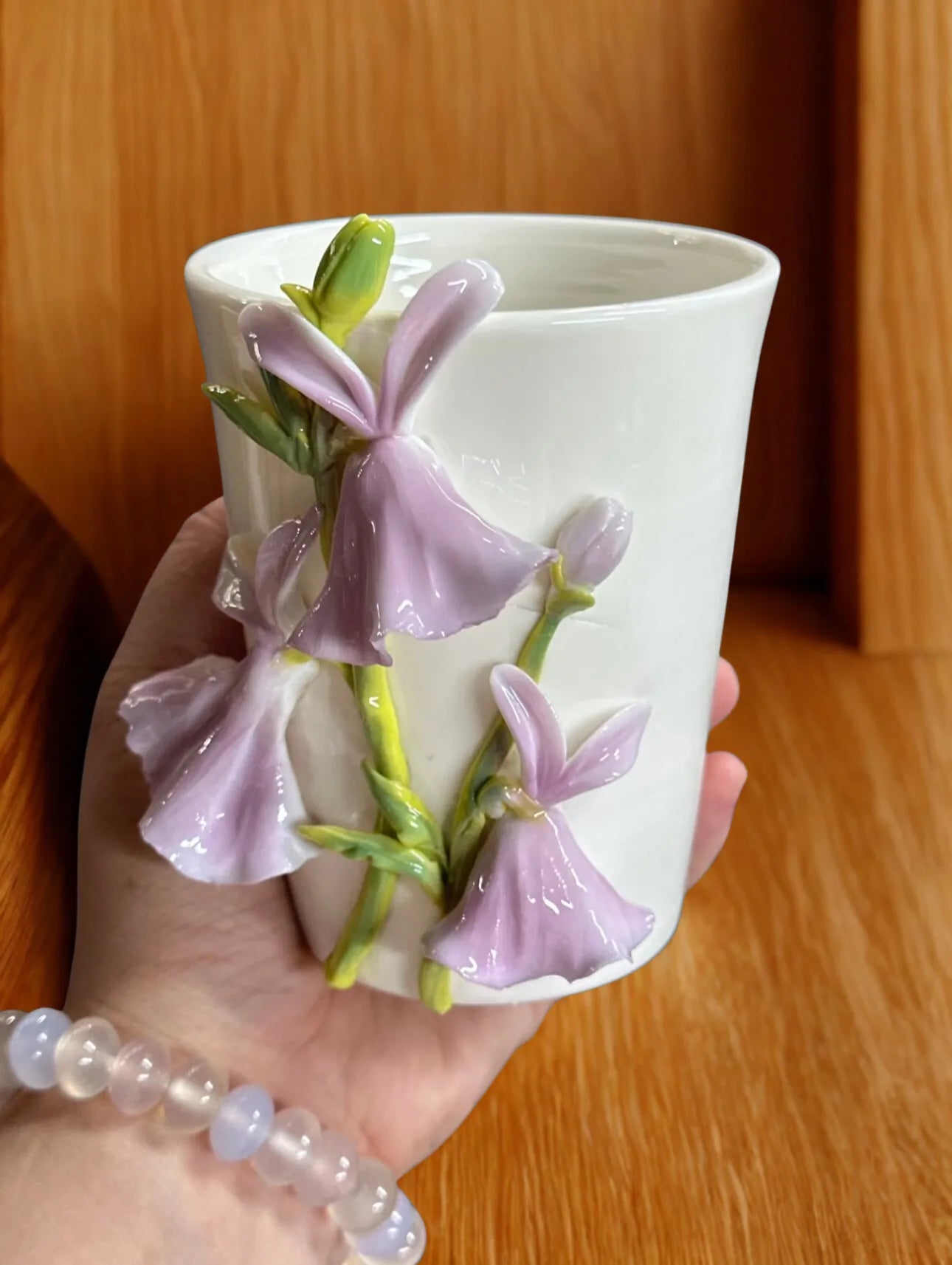 Lily Ceramic Cup-Little White Rabbit Handmade Ceramic Gift.