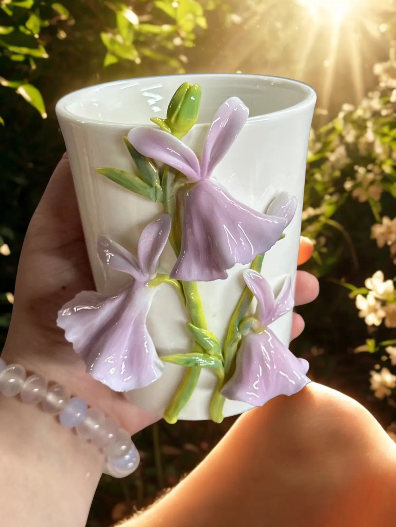 Lily Ceramic Cup-Little White Rabbit Handmade Ceramic Gift.