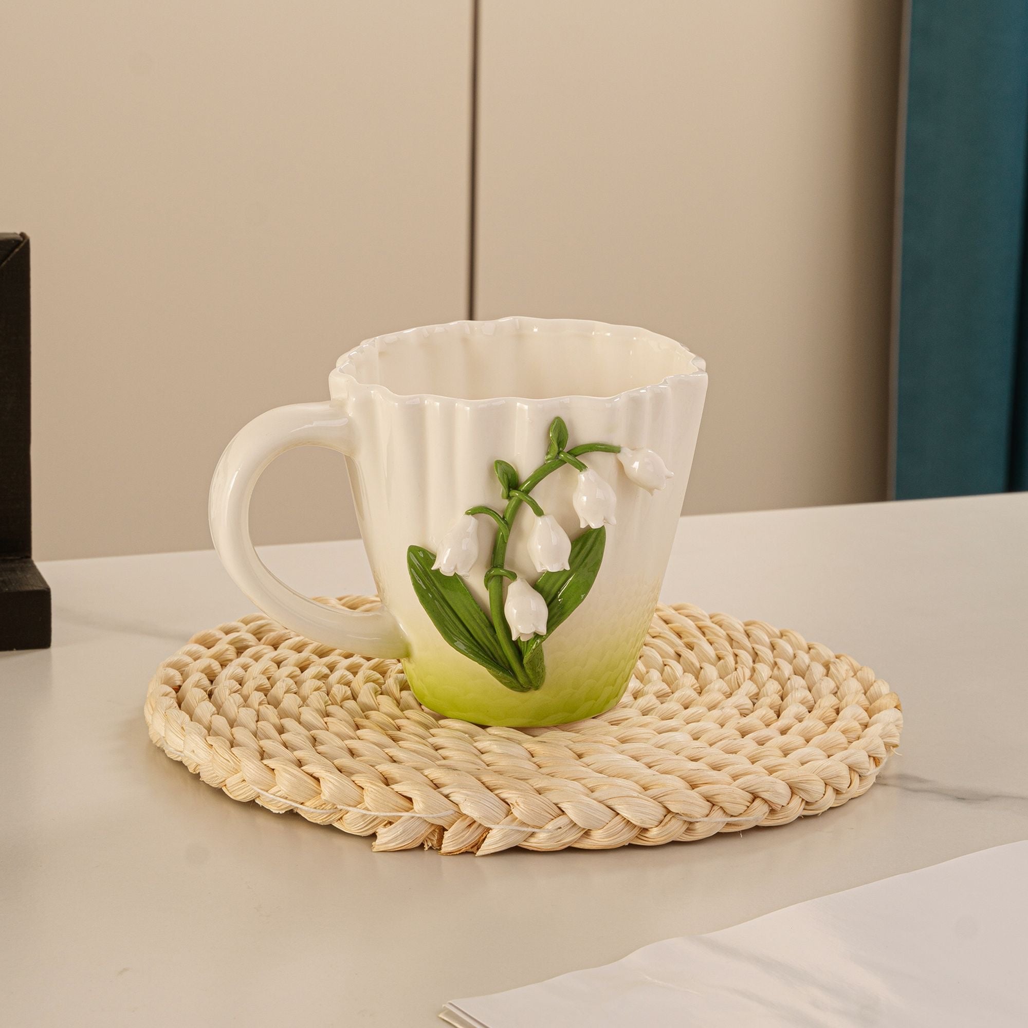 Handmade Bell Orchid Ceramic Mug