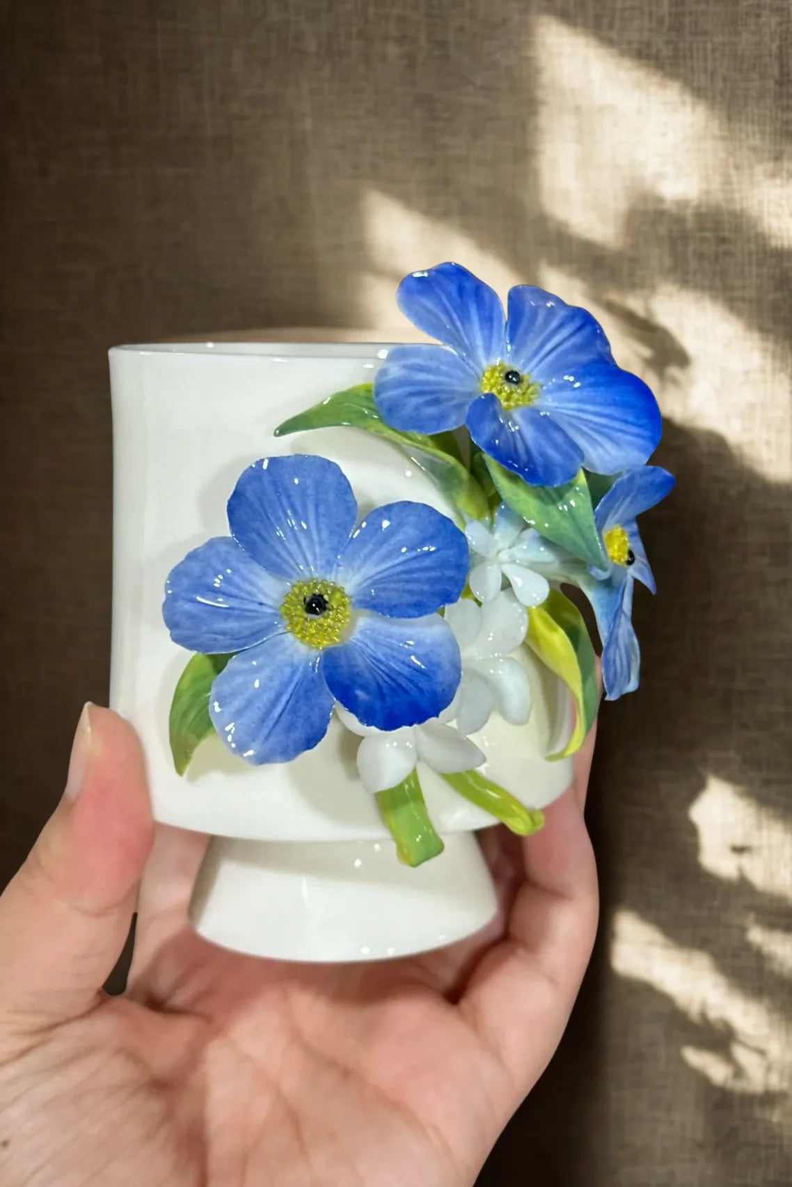 Small Orchid Elegant Ceramic Mug – Handmade Pottery Mug with Artistic Glaze