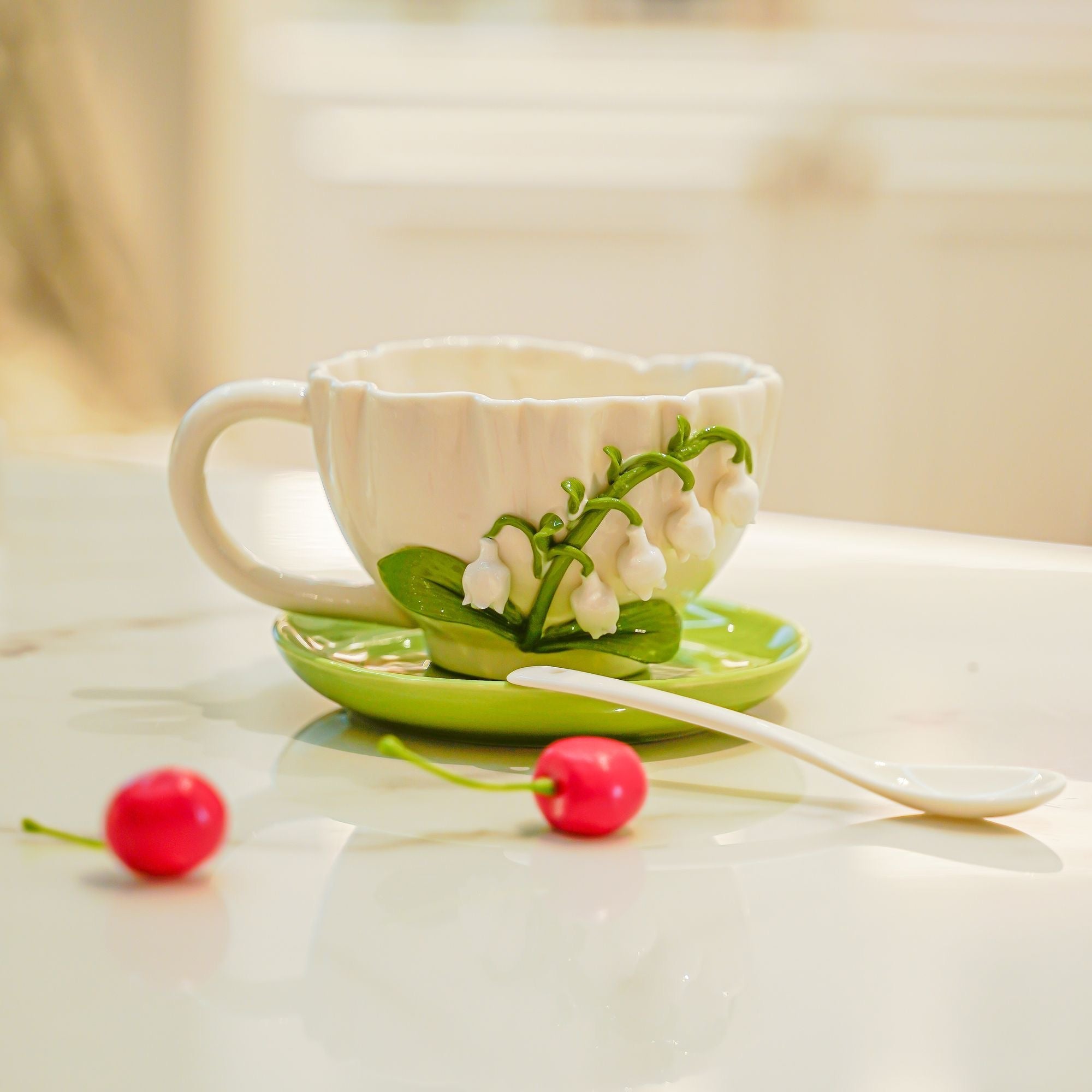 Handmade Bell Orchid Ceramic Mug