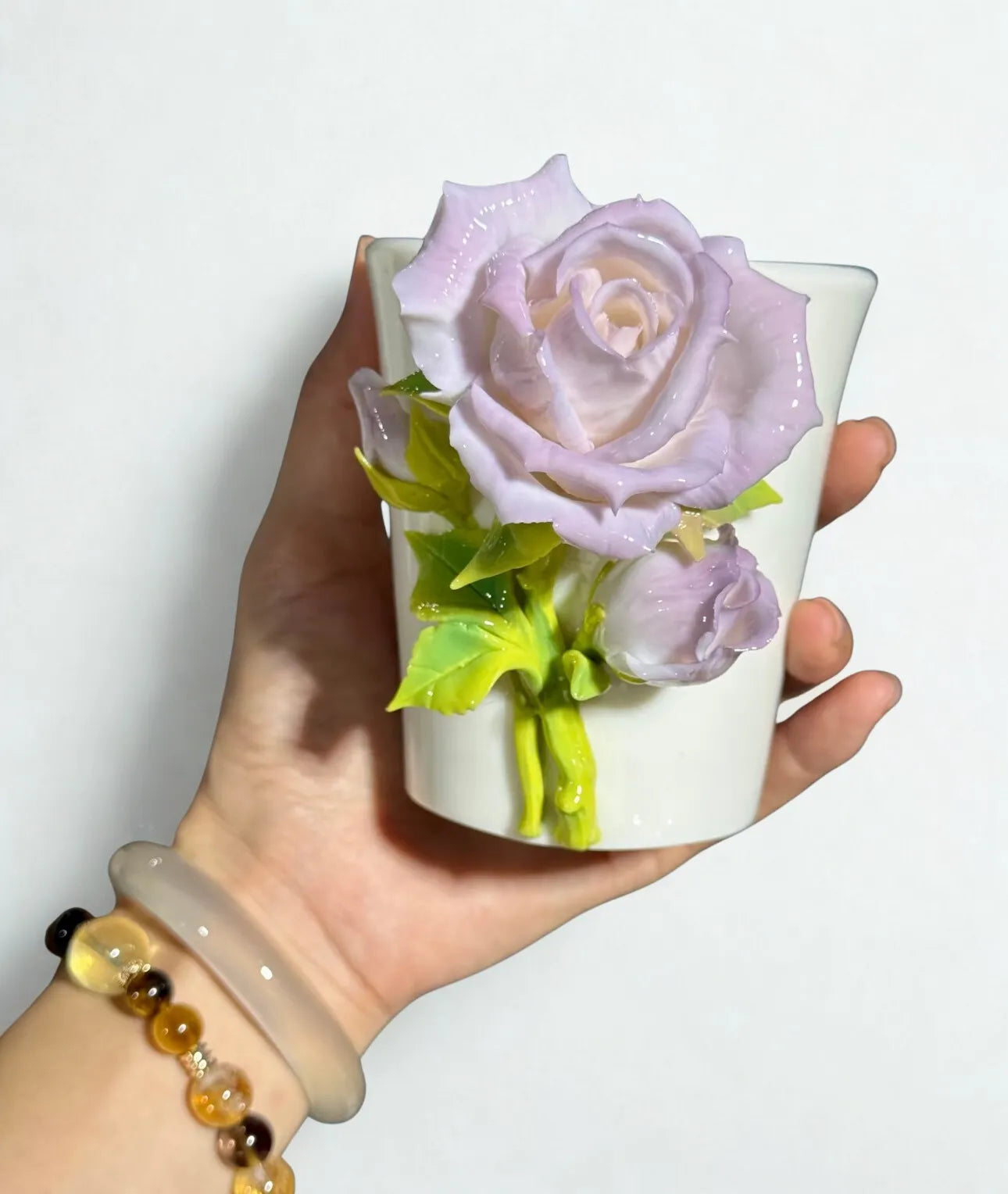 Vintage Purple Rose Ceramic Cup – Elegant Handmade Mug