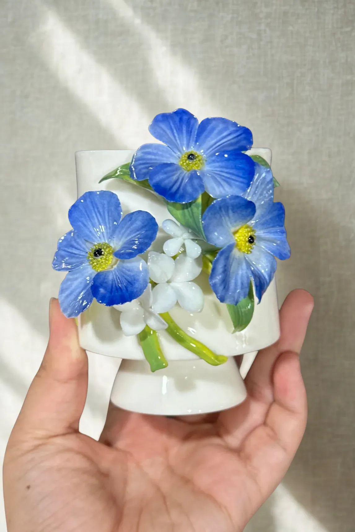 Small Orchid Elegant Ceramic Mug – Handmade Pottery Mug with Artistic Glaze